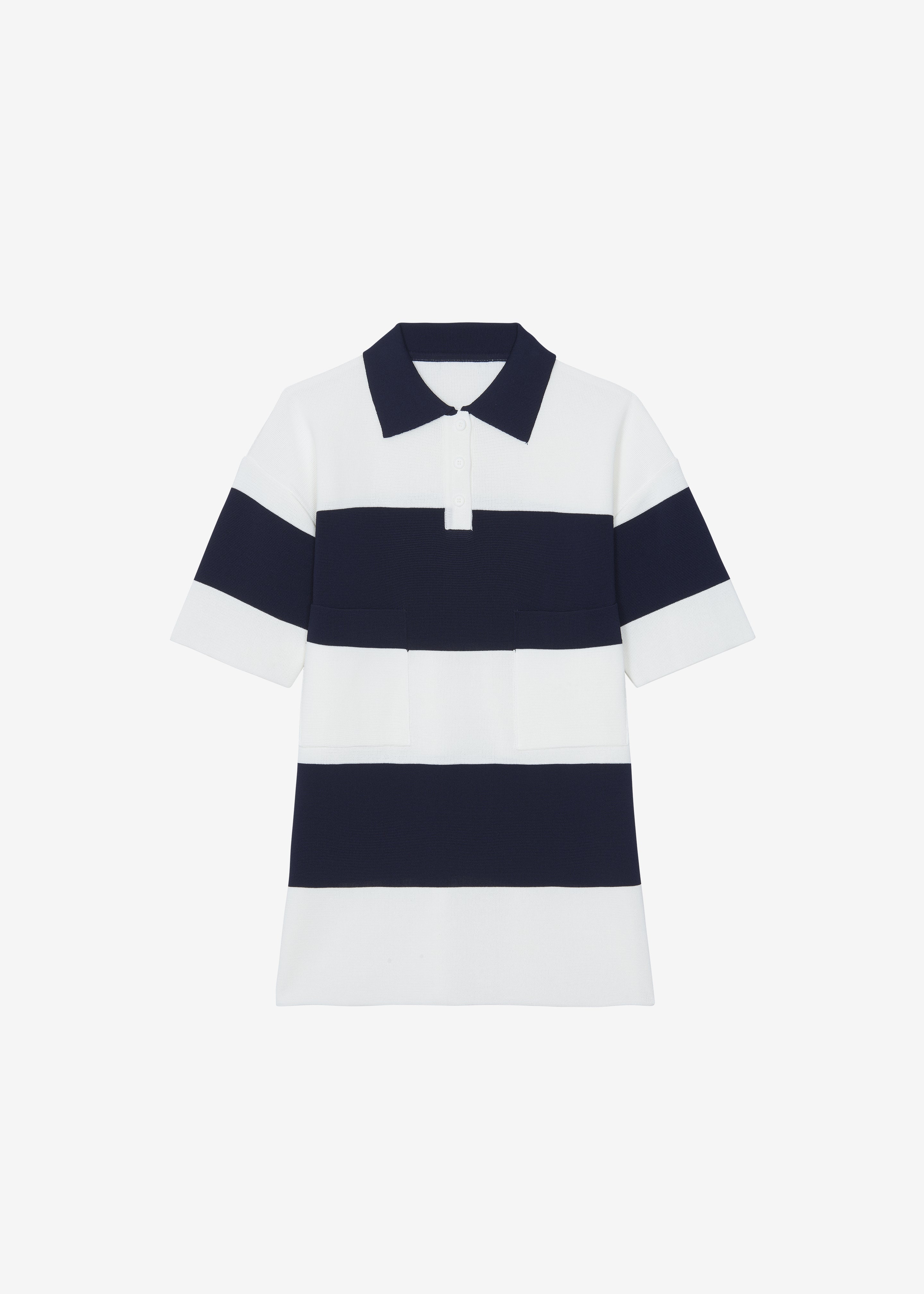 Teralba Oversized Knit Polo - White/Navy Stripe - 9