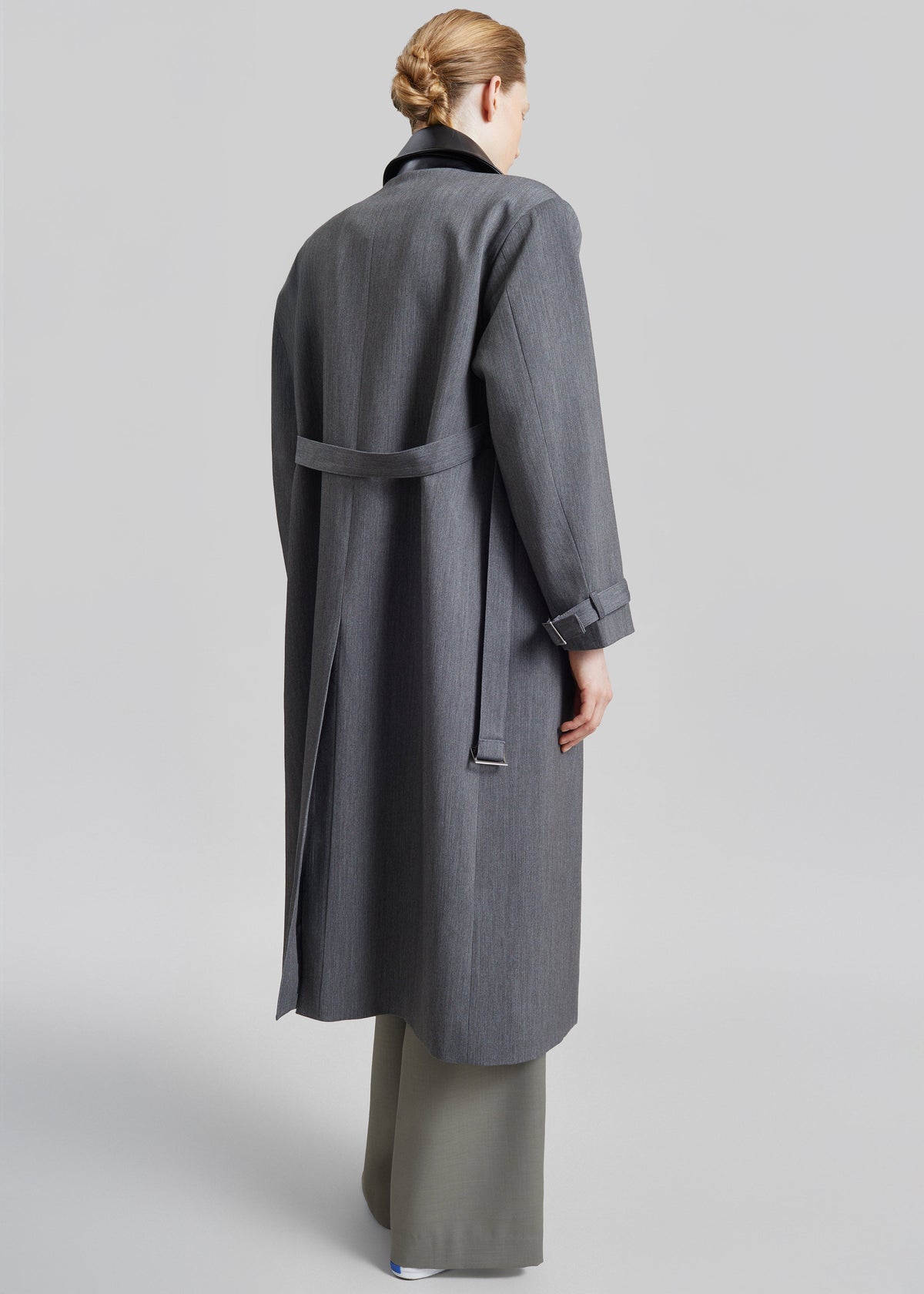 Manteau Teran à col en faux cuir - Gris foncé chiné - 6