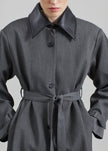 Manteau Teran à col en faux cuir - Gris foncé chiné