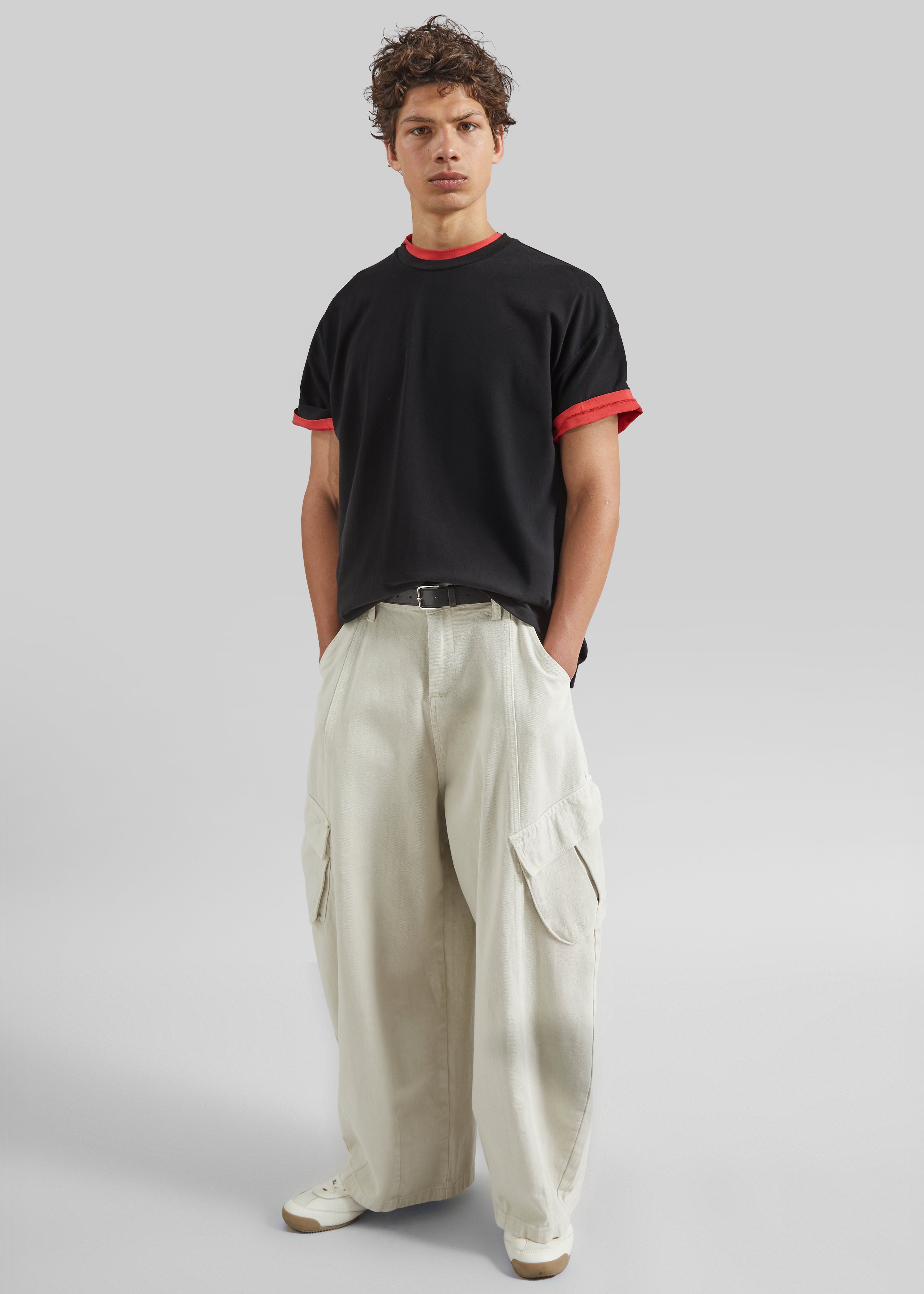 Terence Curved Cargo Pants - Light Beige - 3