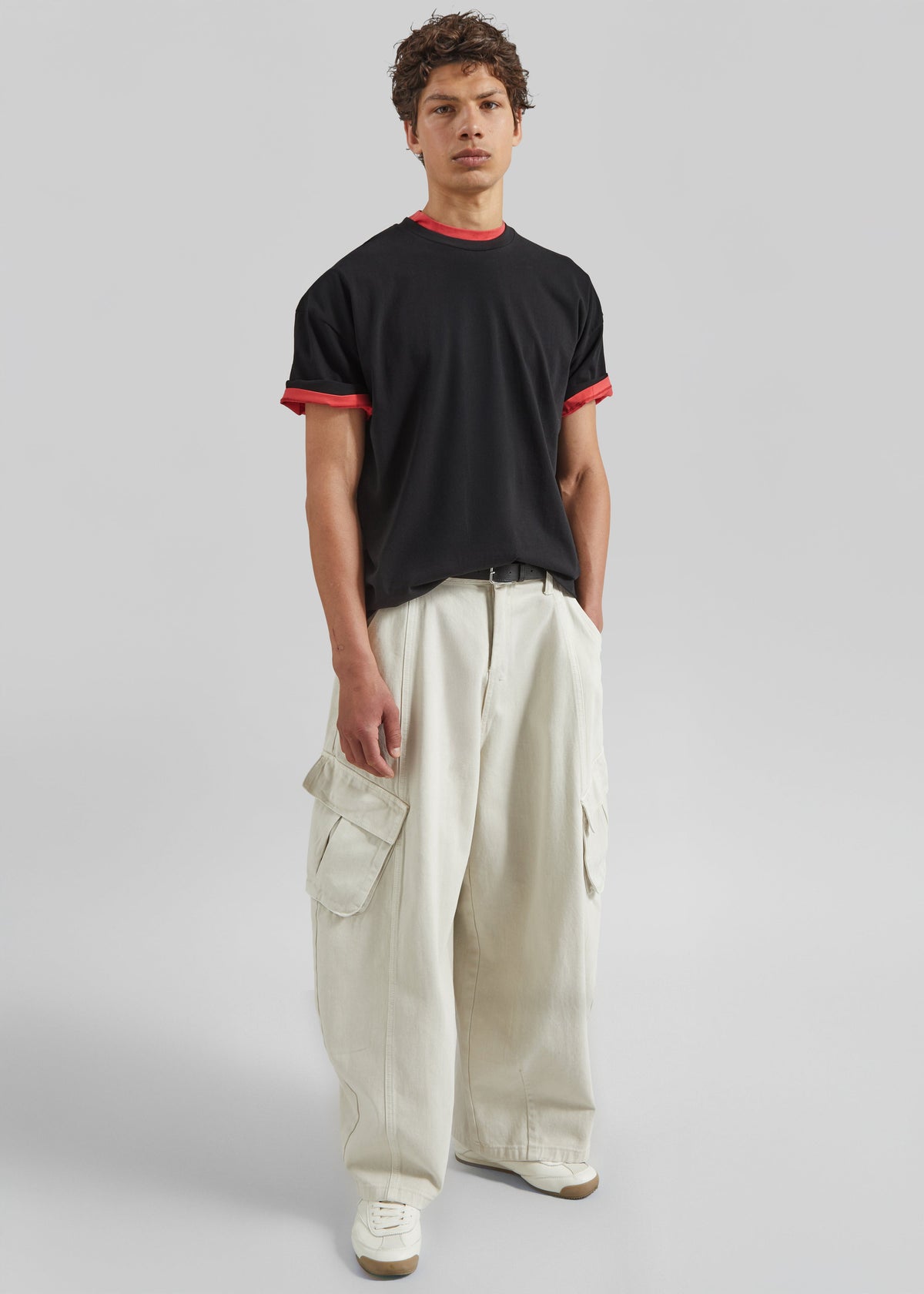 Terence Curved Cargo Pants - Light Beige - 6