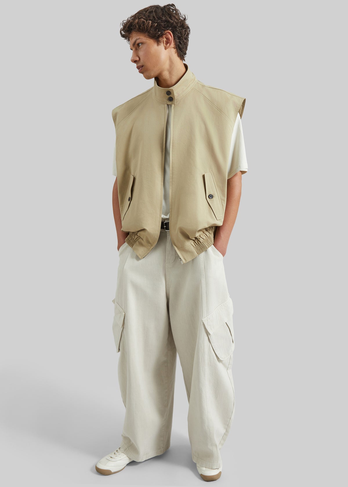 Terence Curved Cargo Pants - Light Beige - 8