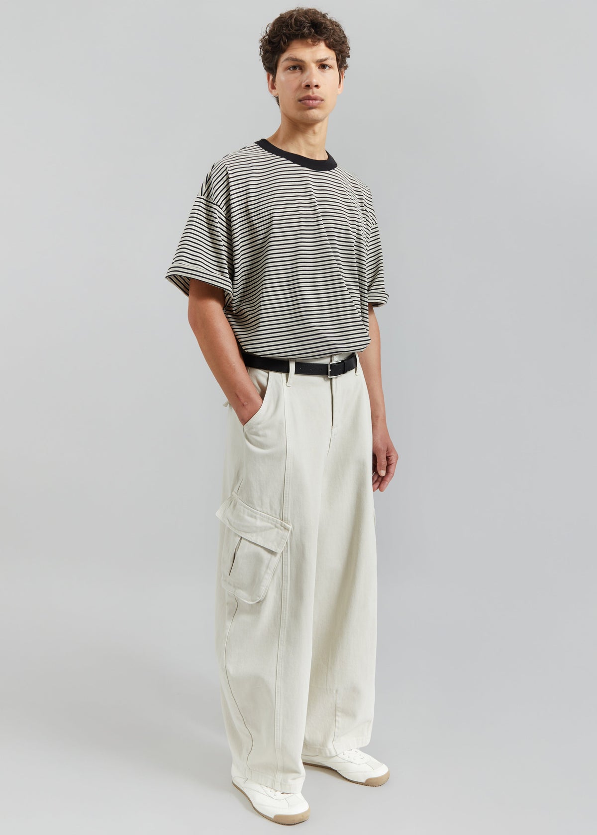 Terence Curved Cargo Pants - Light Beige - 4