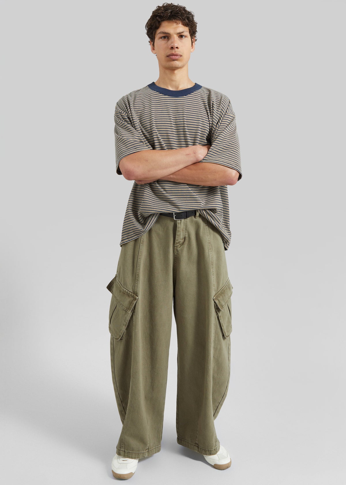 Terence Curved Cargo Pants - Pale Olive - 2