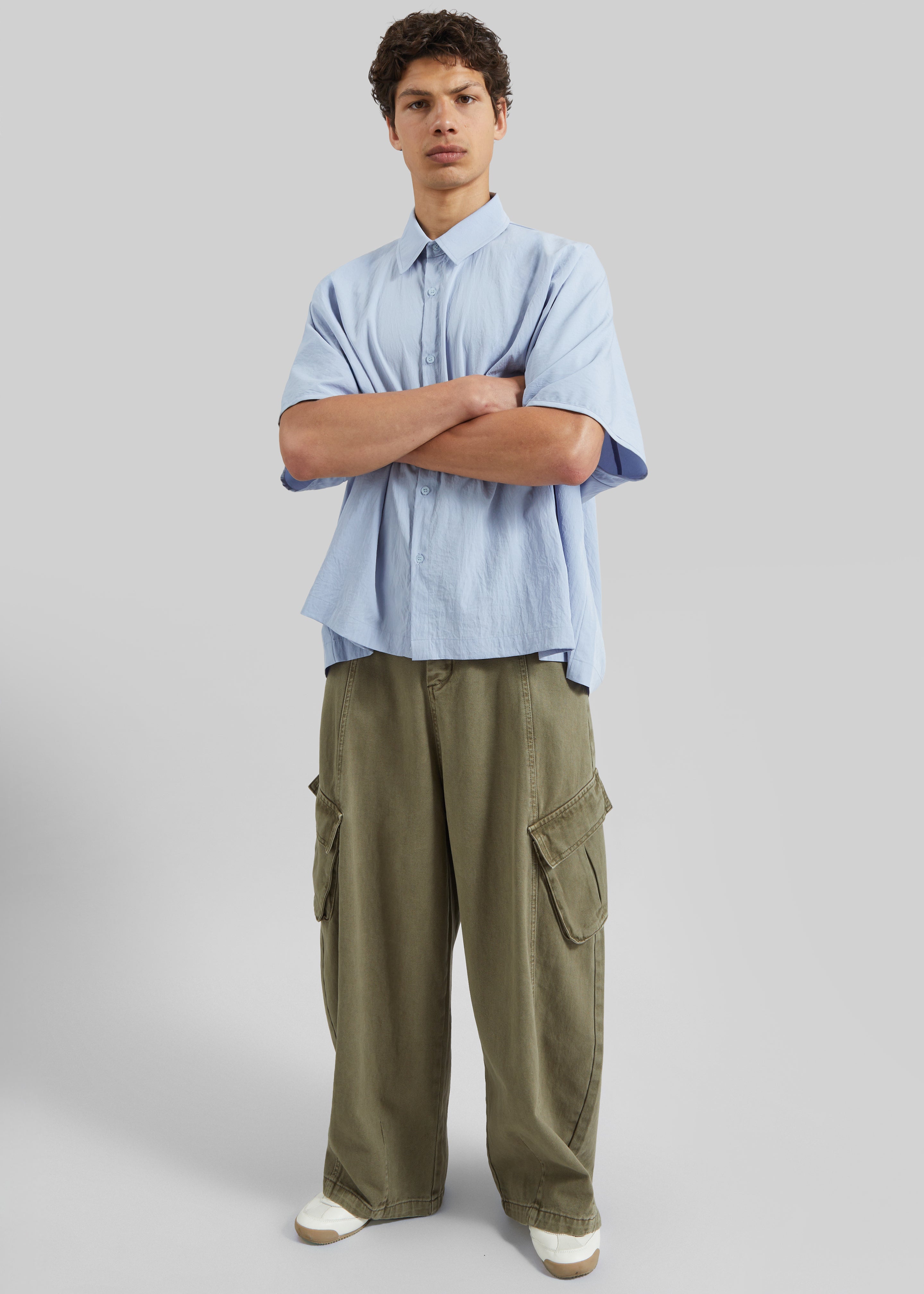 Terence Curved Cargo Pants - Pale Olive - 6