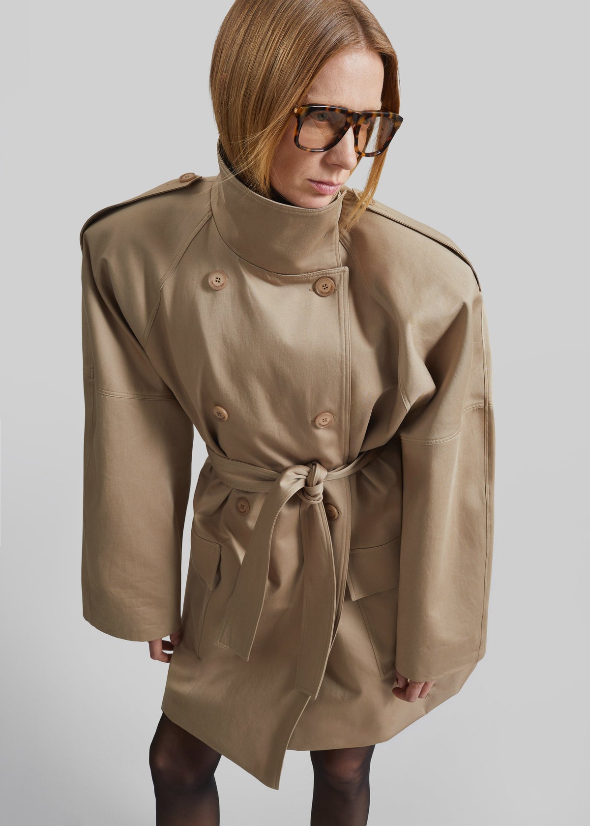 Tess Midi Short Trench - Beige