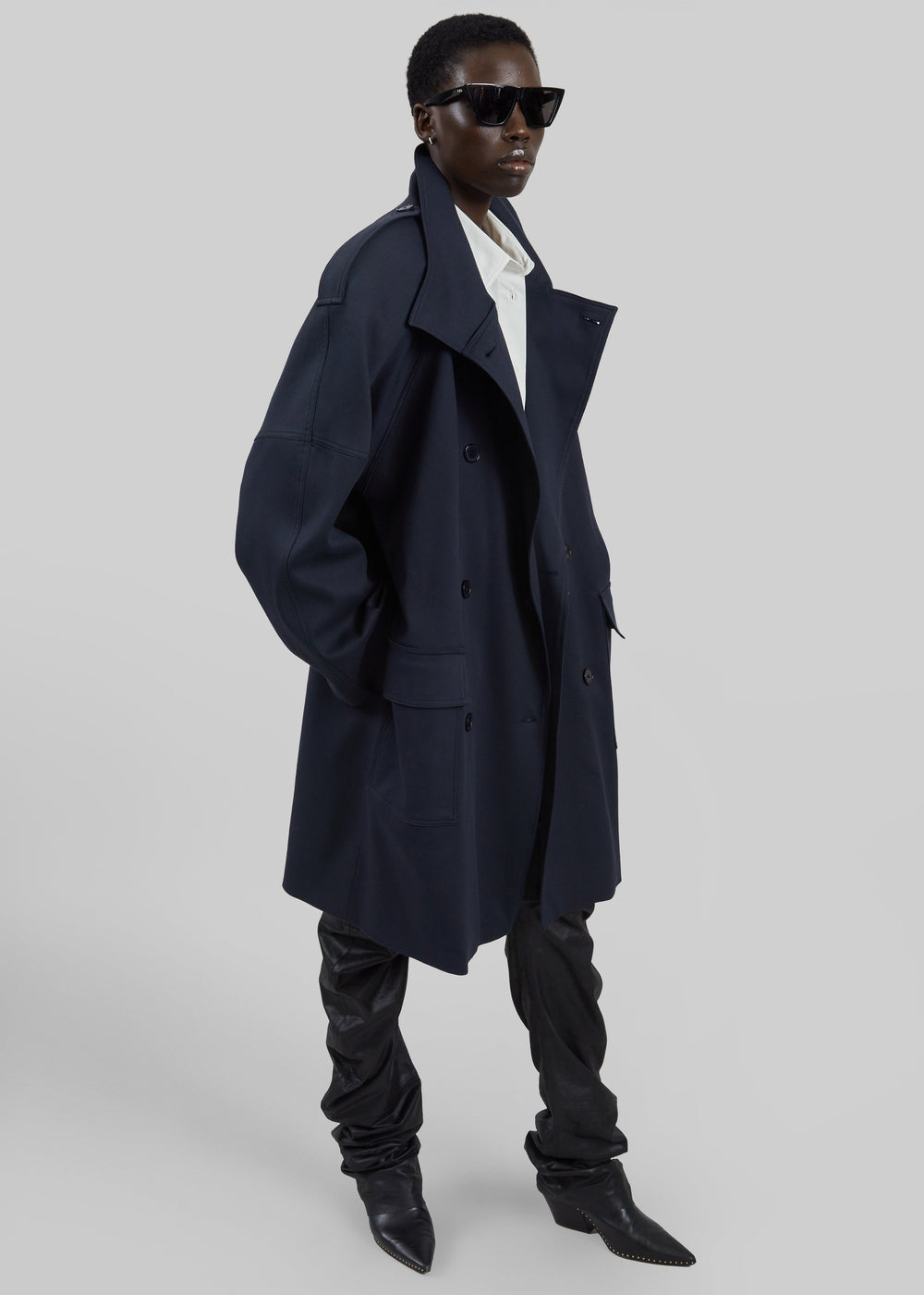Tess Midi Short Trench - Navy - 1