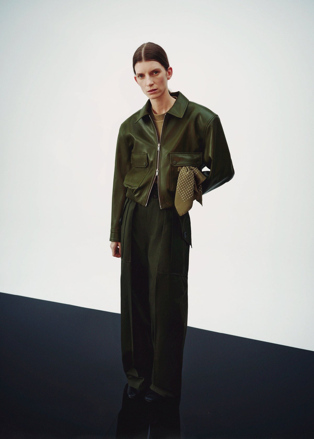 Val Faux Leather Padded Jacket - Army Green - 6