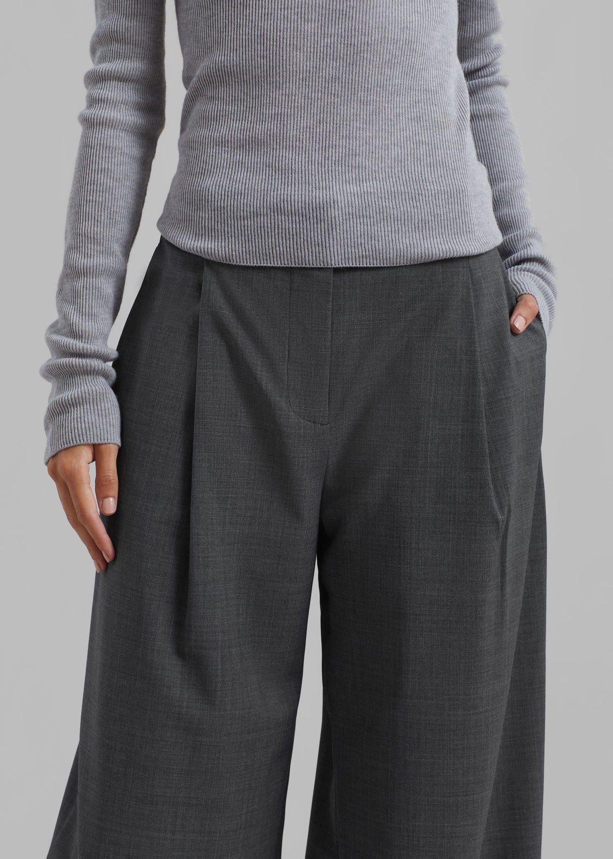 The Garment Pisa Wide Pants - Grey Melange - 6