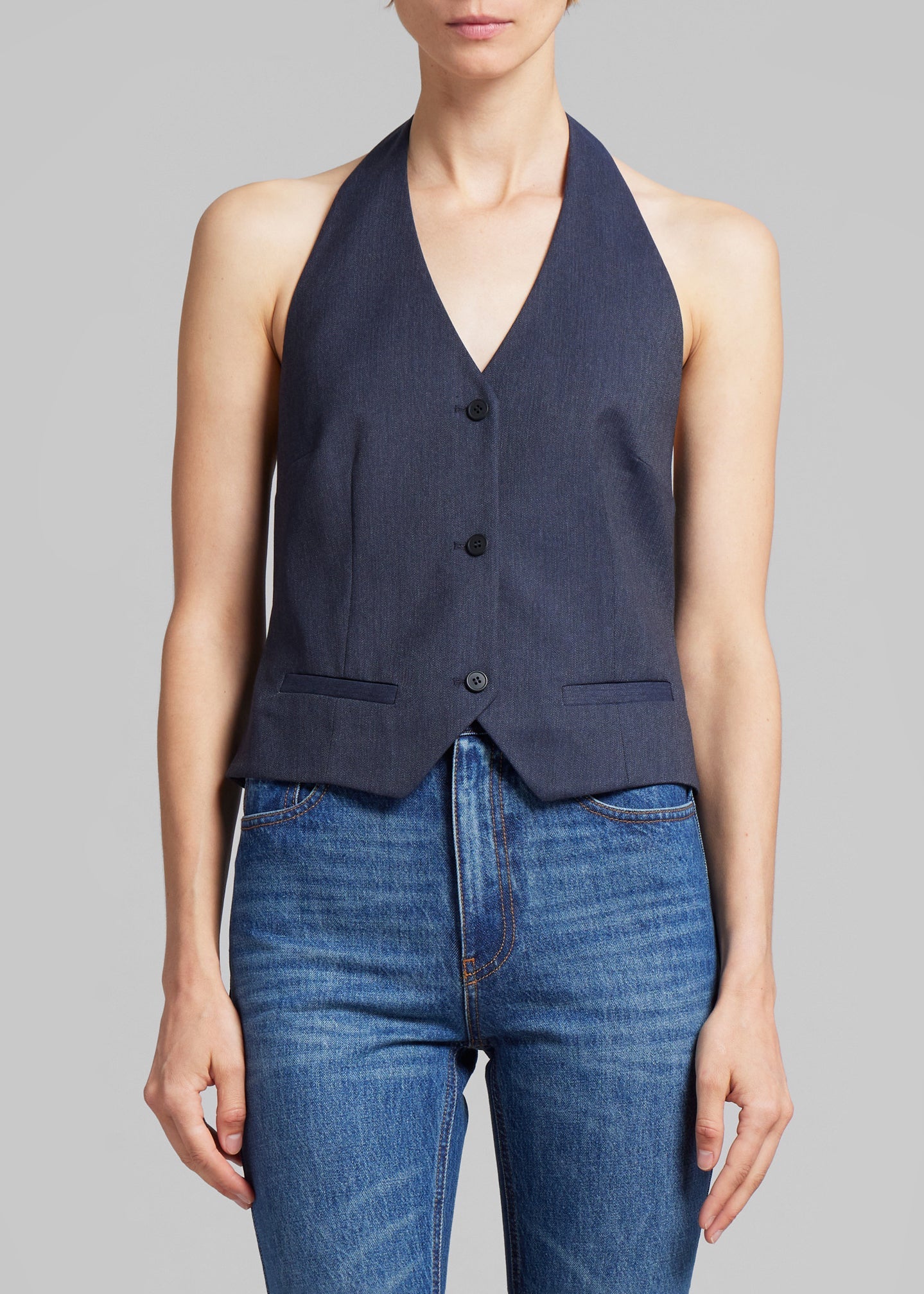 The Garment Pluto Halterneck Vest - Blue Melange - 4