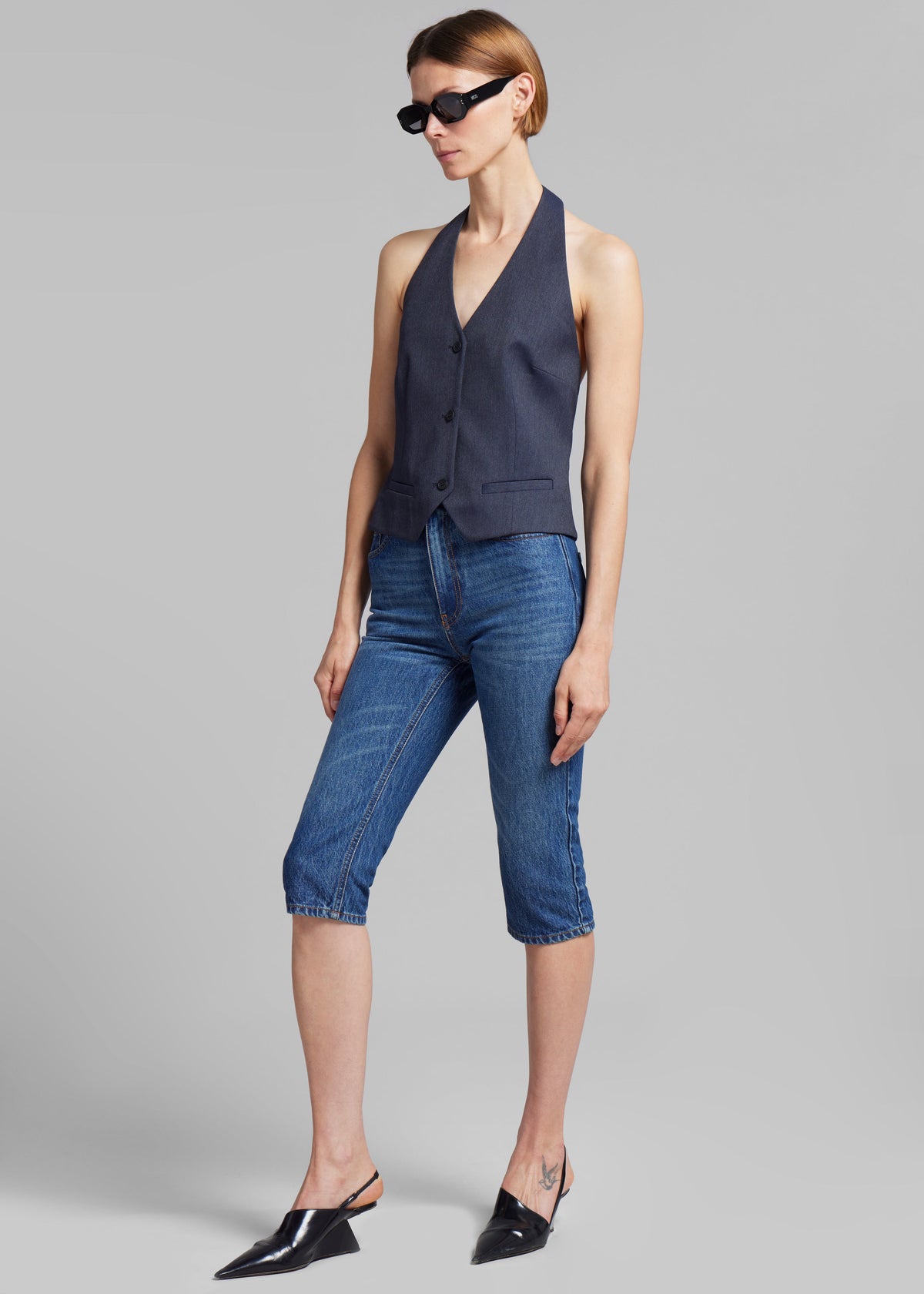 The Garment Pluto Halterneck Vest - Blue Melange - 3