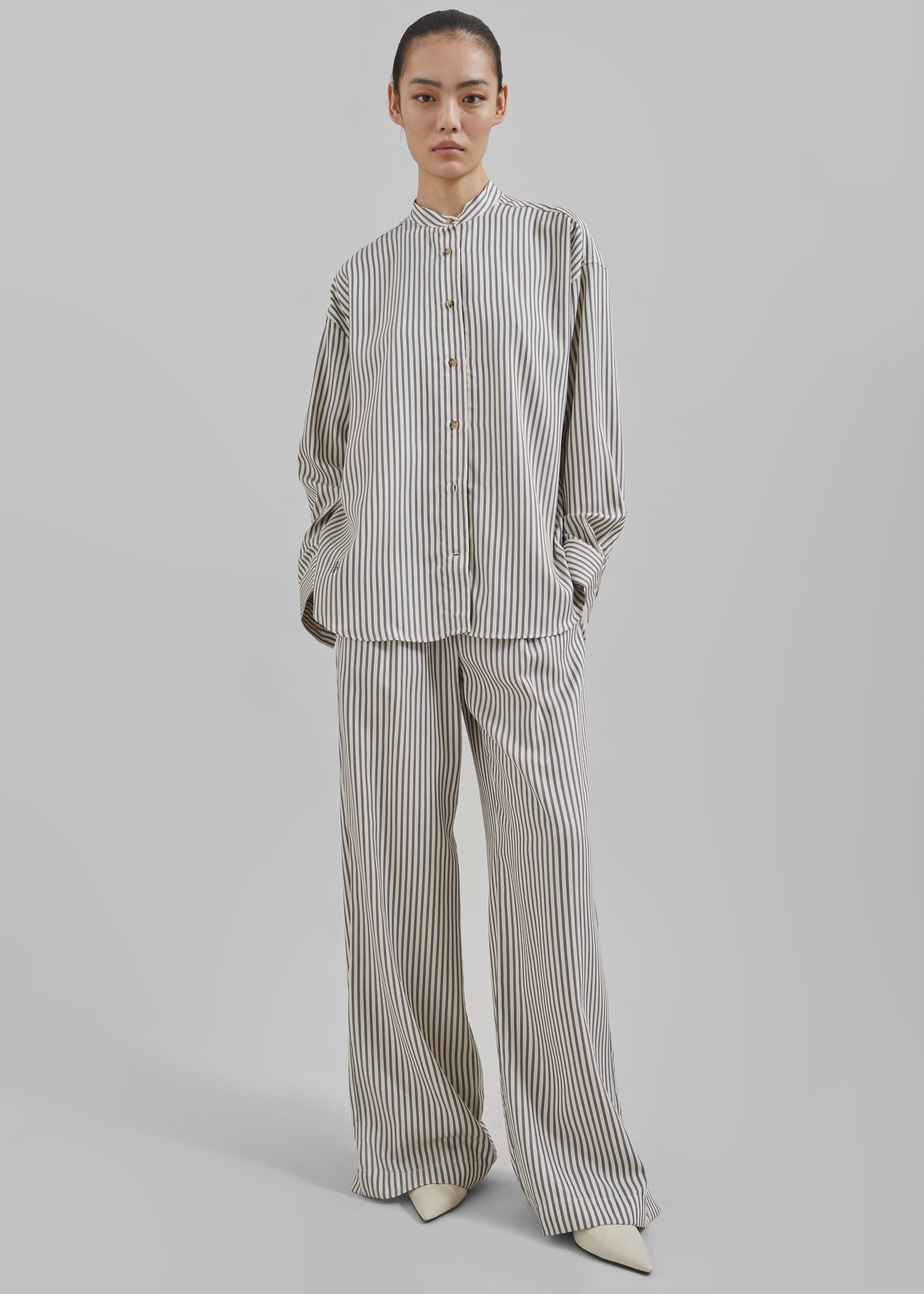 The Garment Vence Pants - Cream/Grey Stripe - 4