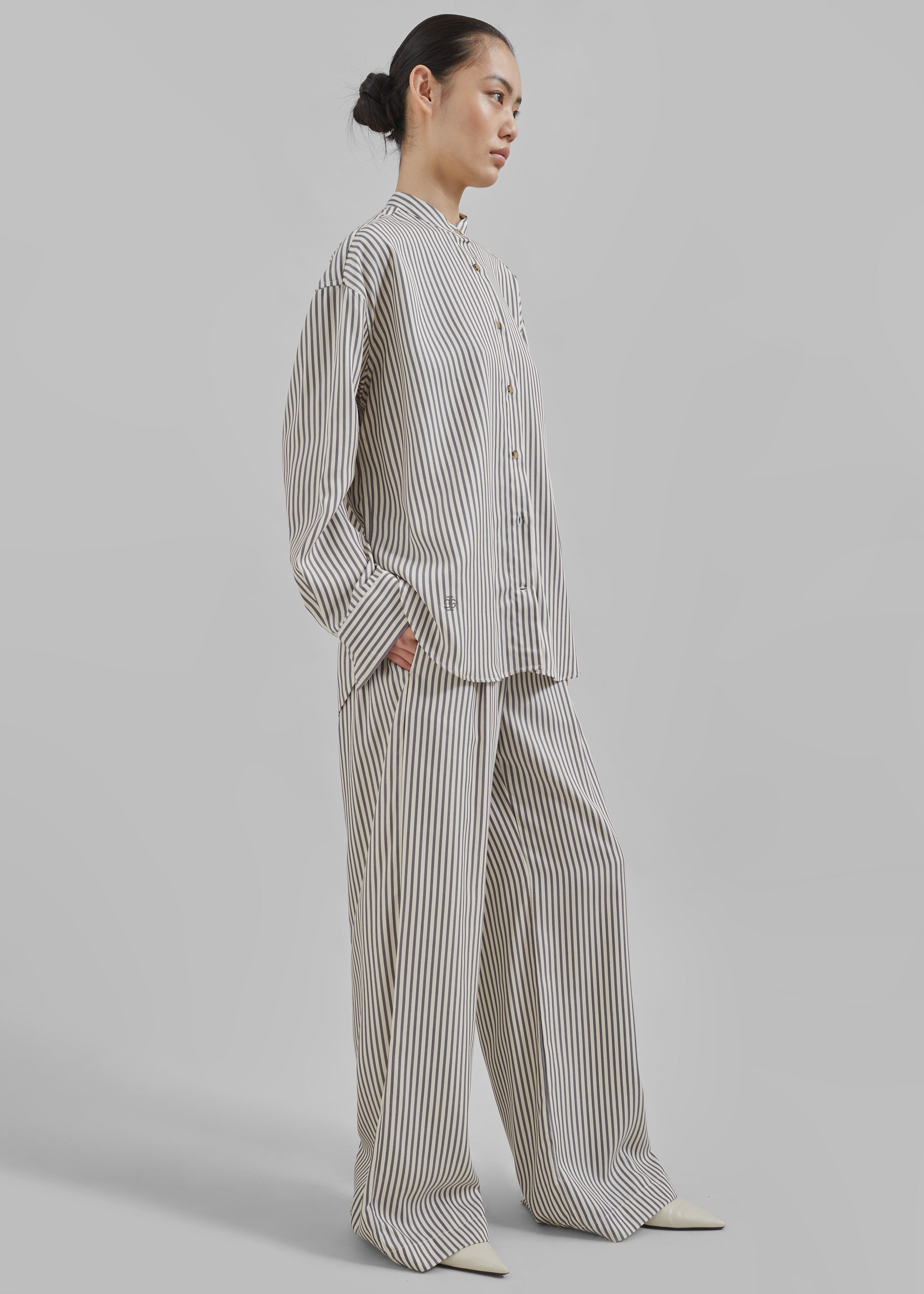 The Garment Vence Pants - Cream/Grey Stripe - 6