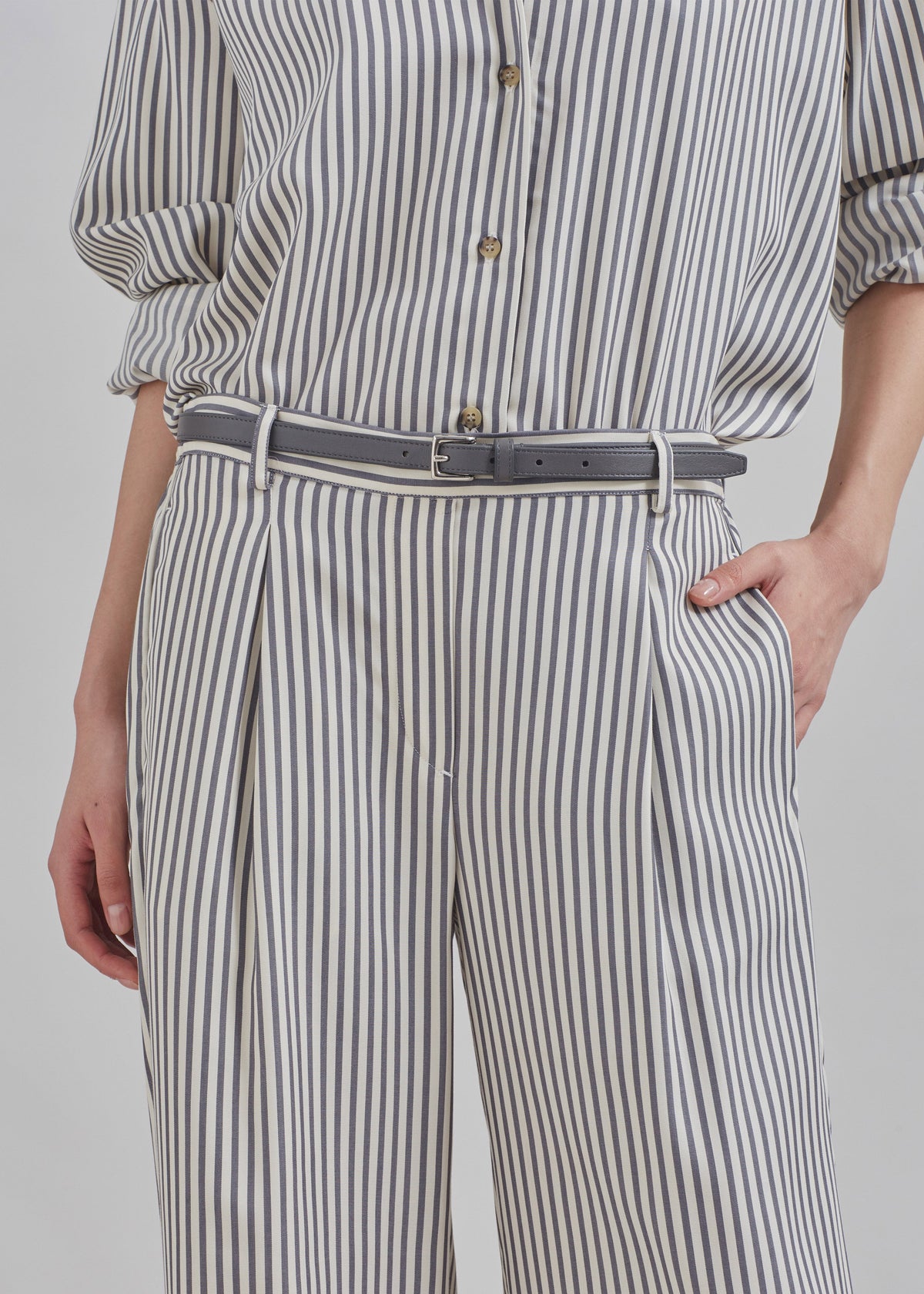 The Garment Vence Pants - Cream/Grey Stripe - 3