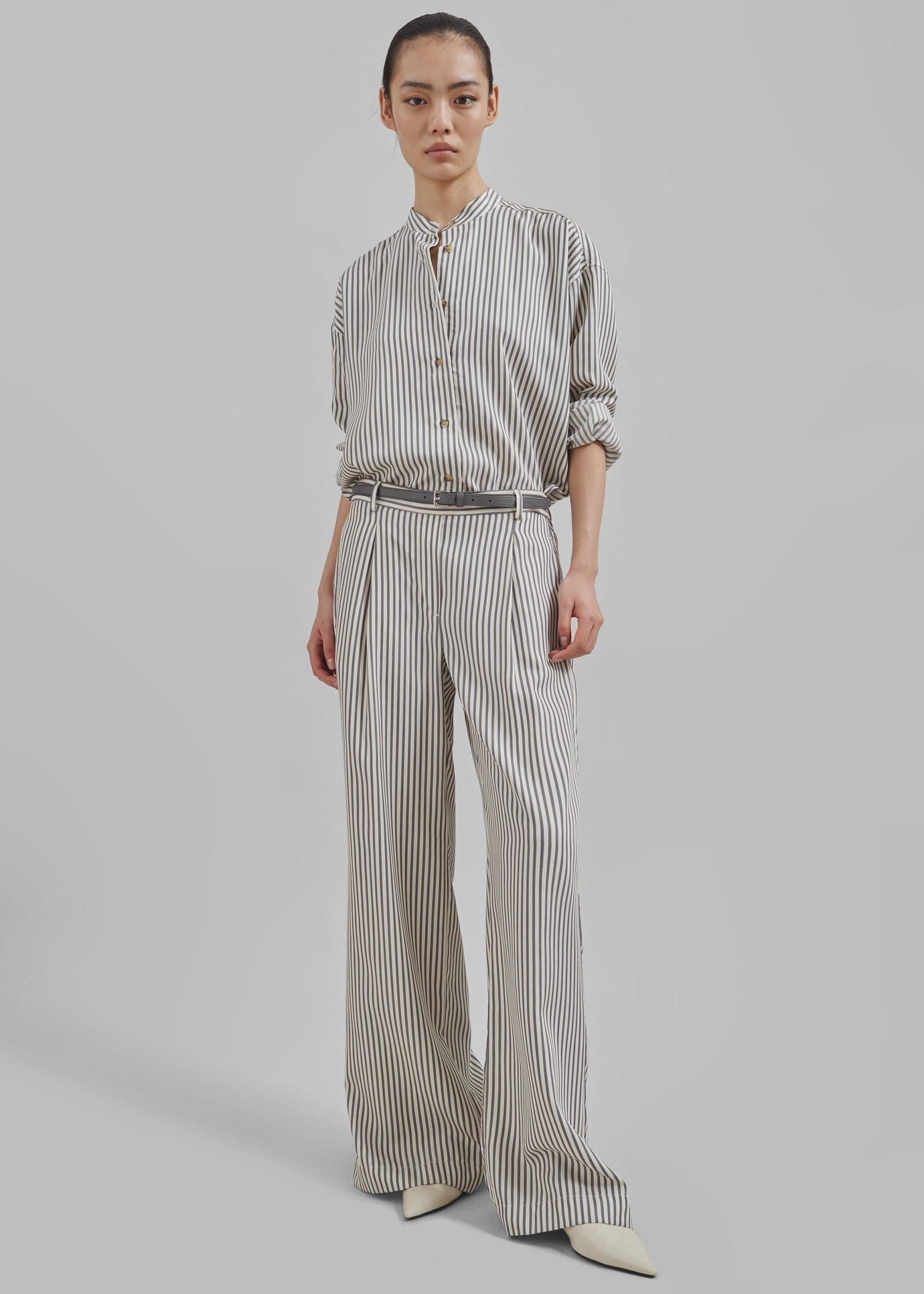 The Garment Vence Pants - Cream/Grey Stripe - 1