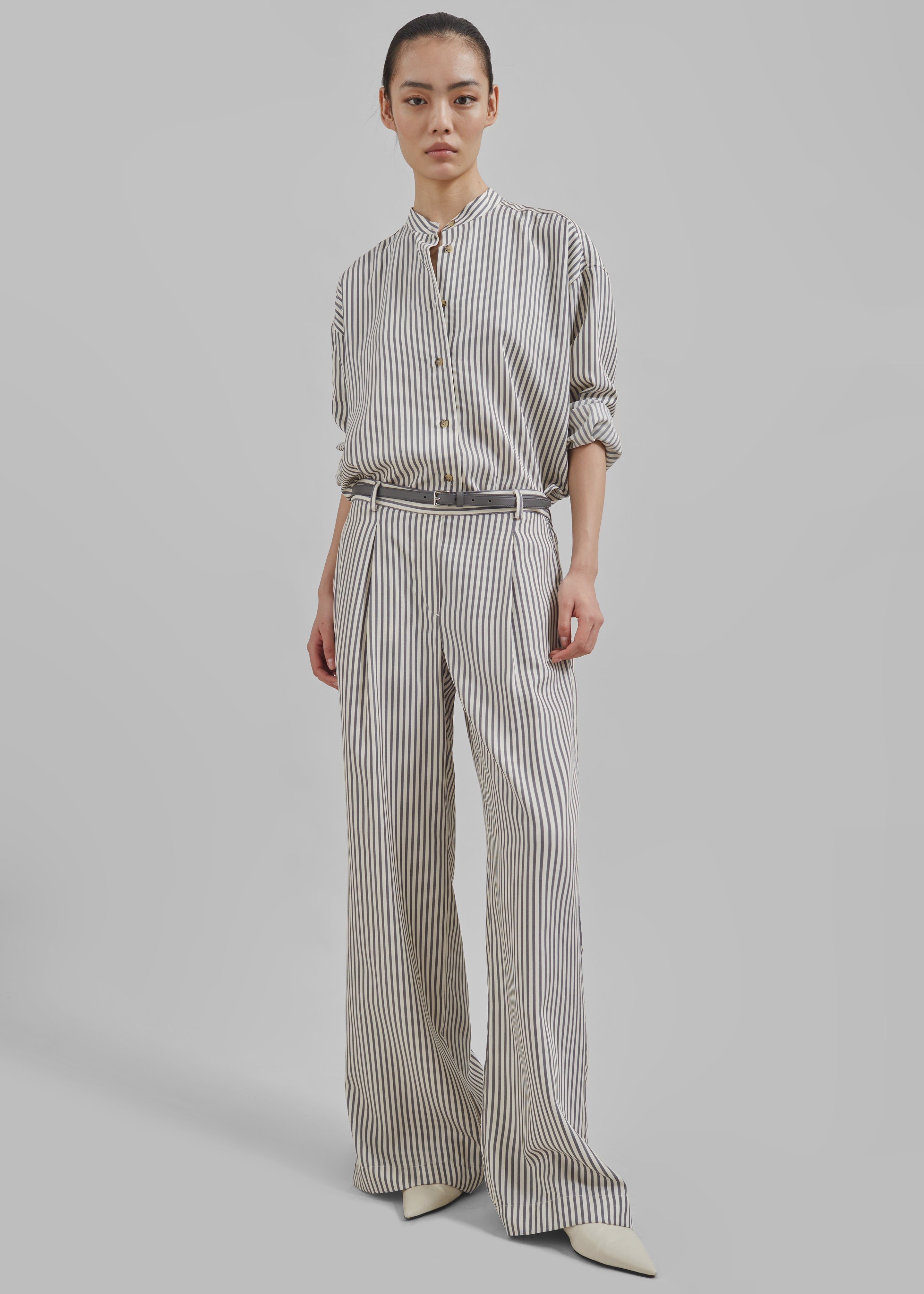 The Garment Vence Pants - Cream/Grey Stripe - 2