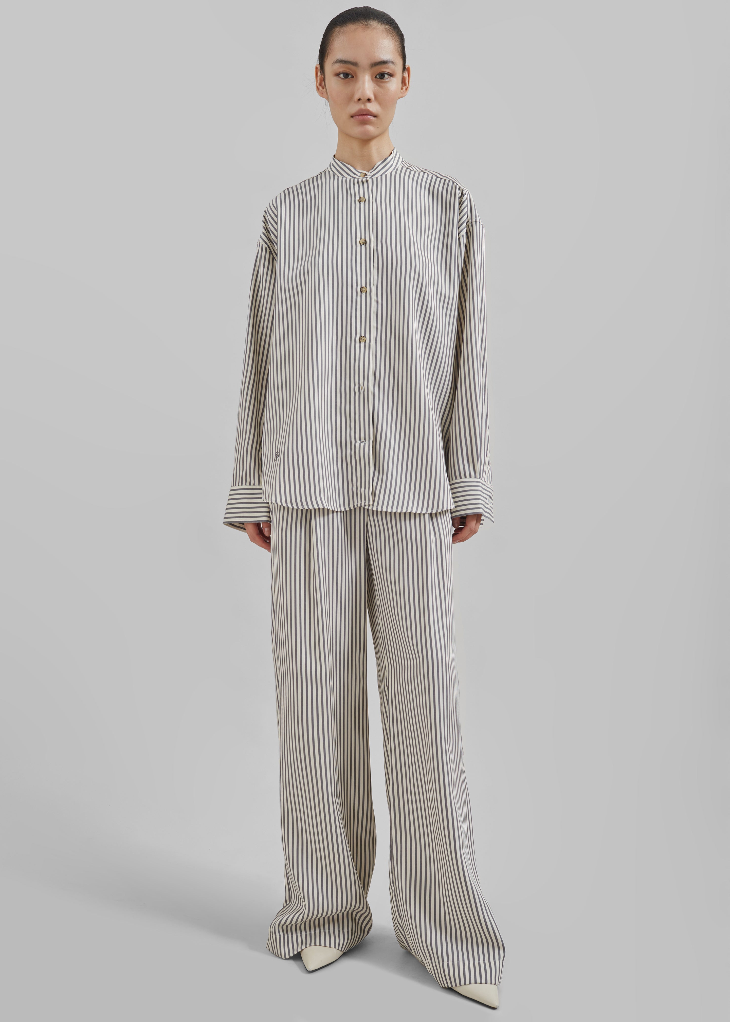 The Garment Vence Shirt - Cream/Grey Stripe - 6