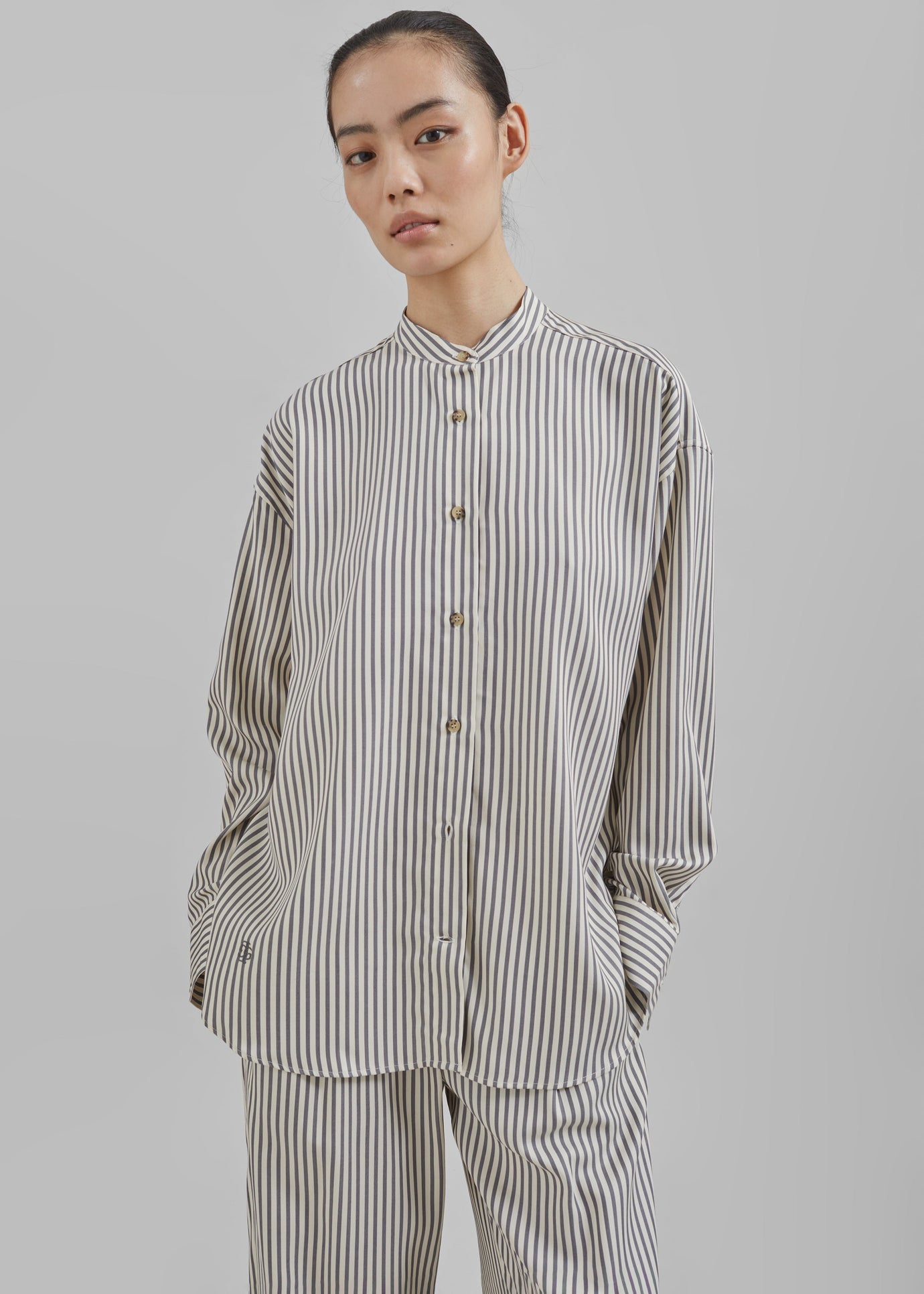 The Garment Vence Shirt - Cream/Grey Stripe - 1