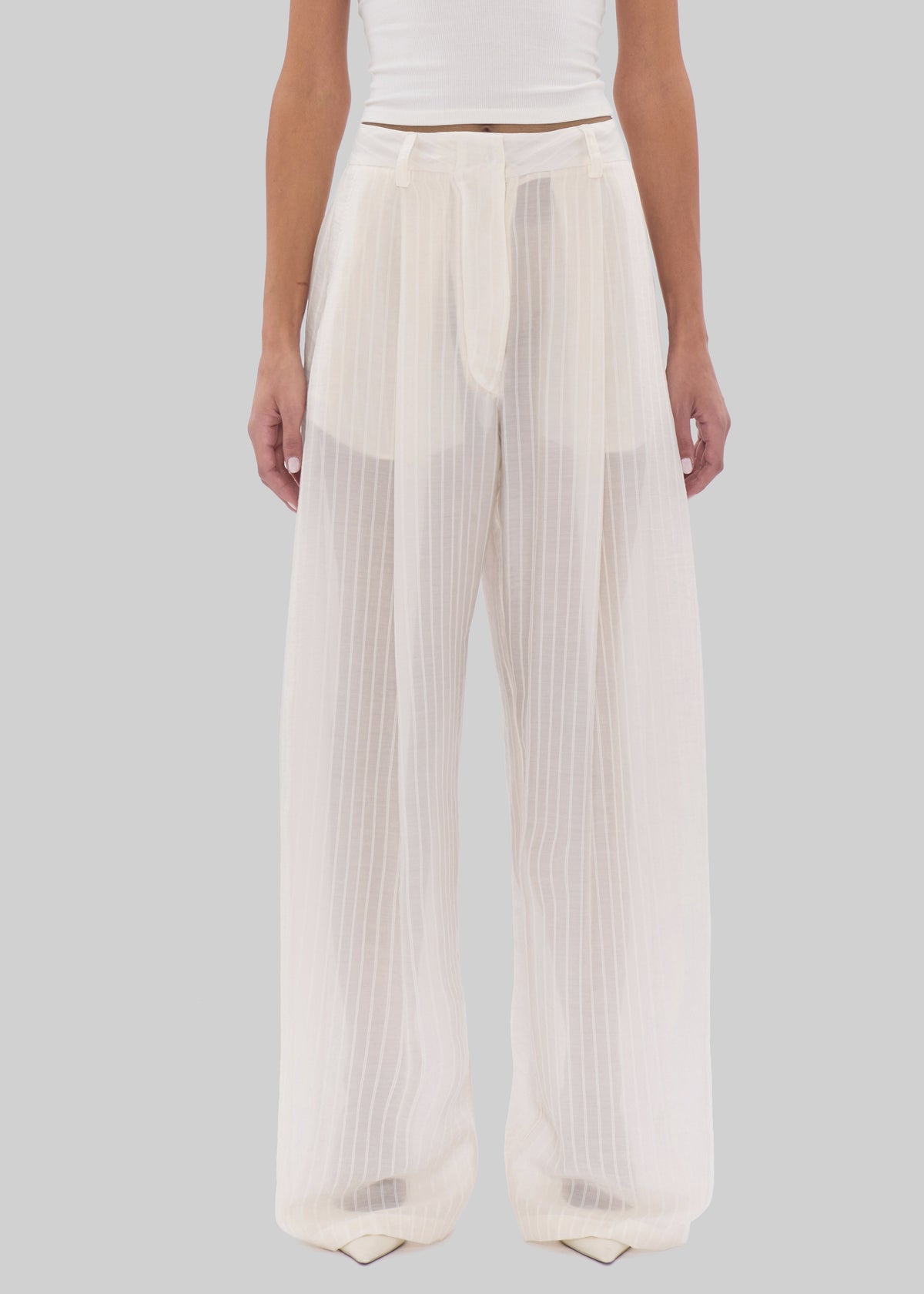 TheLatest Billie Striped Muslin Trousers - White - 6