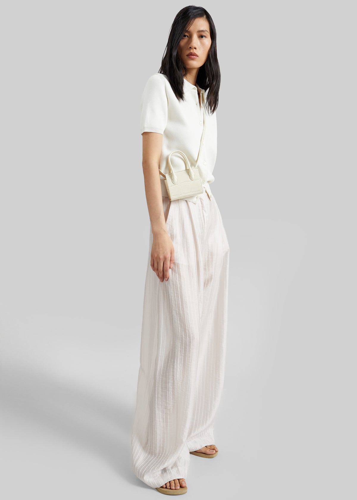 TheLatest Billie Striped Muslin Trousers - White - 4