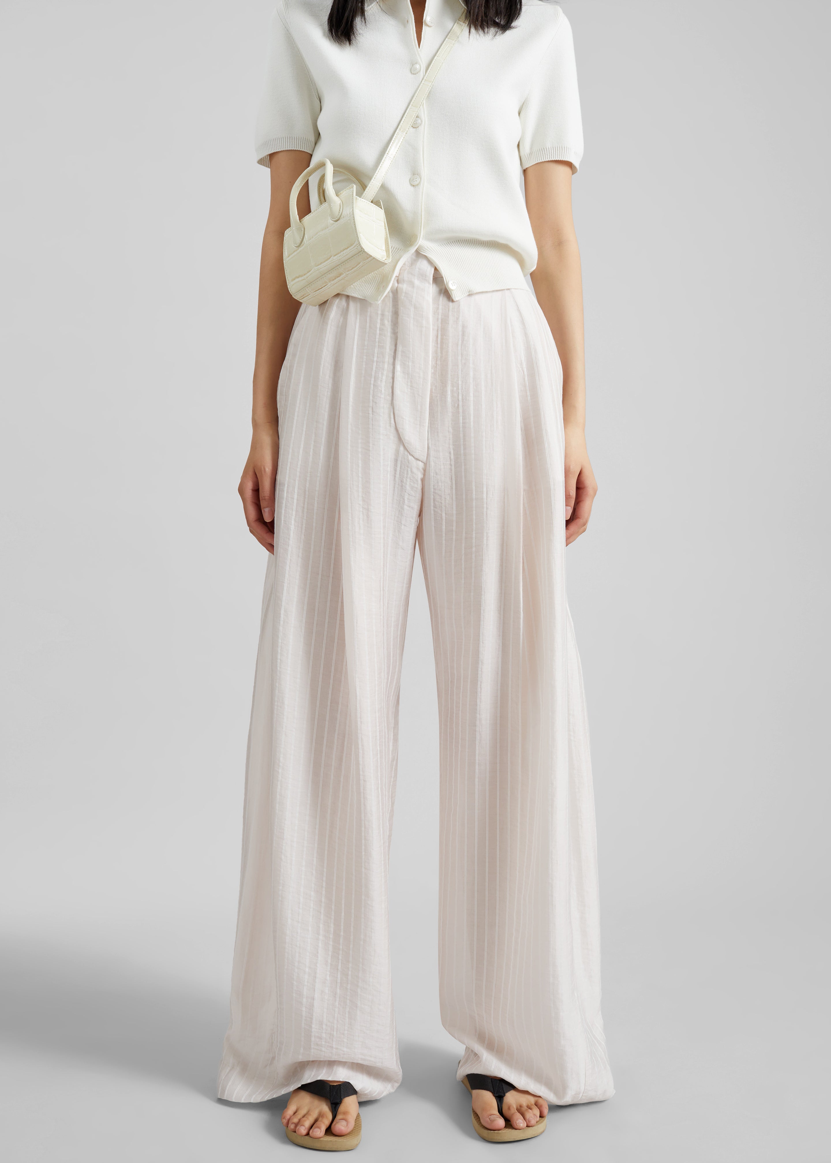TheLatest Billie Striped Muslin Trousers - White - 5