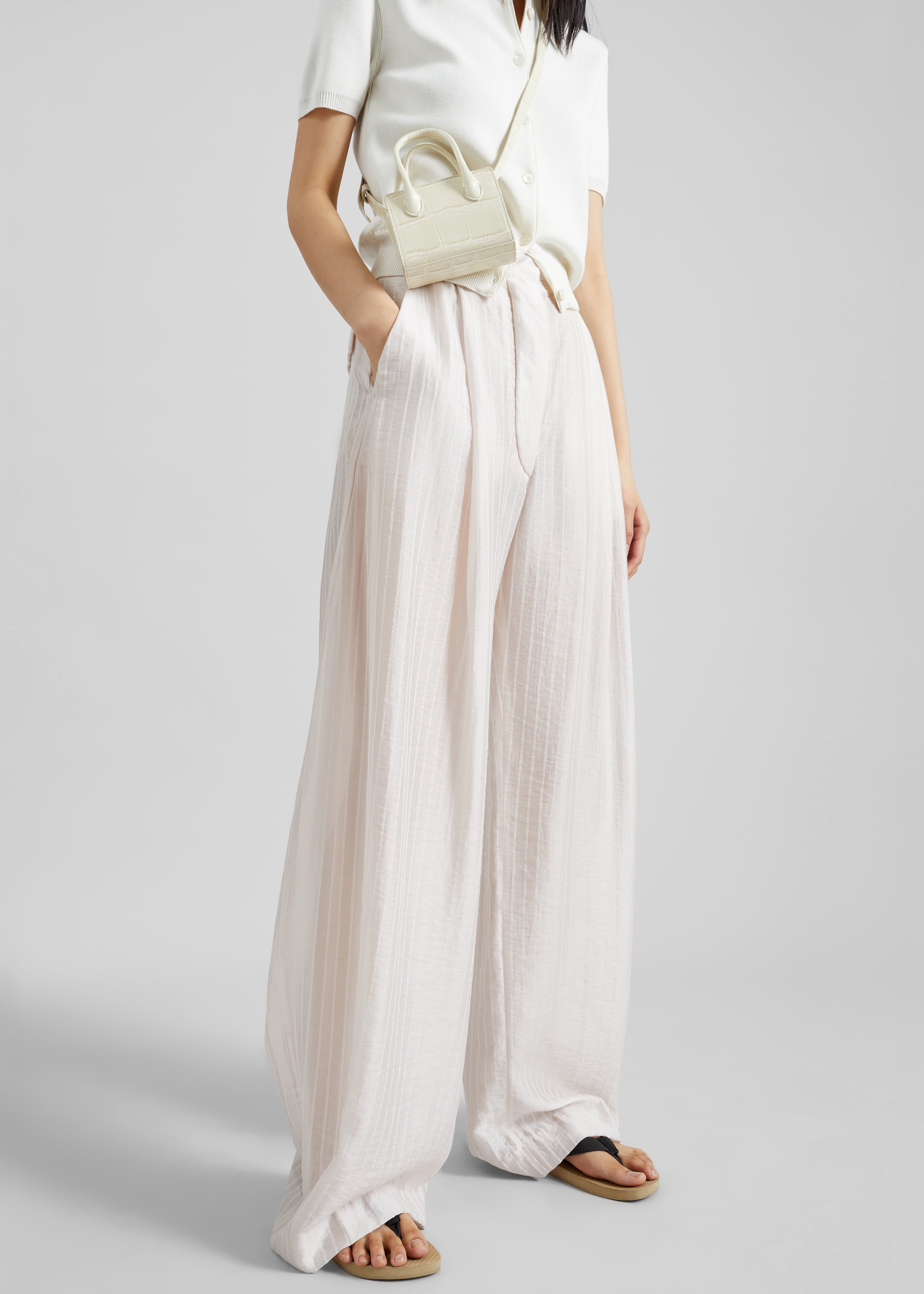 TheLatest Billie Striped Muslin Trousers - White - 2