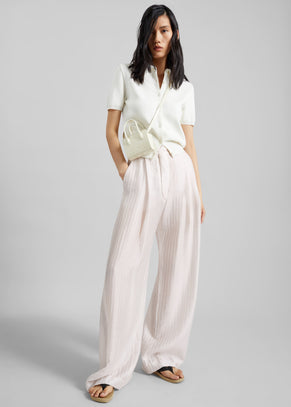 TheLatest Billie Striped Muslin Trousers - White