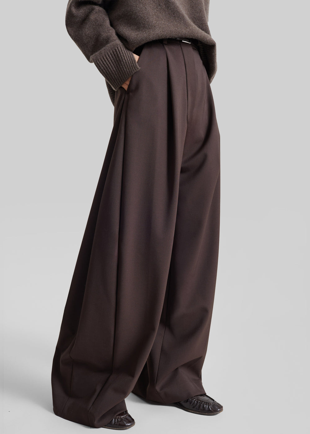 TheLatest pantalon Billie en laine - Marron - 1