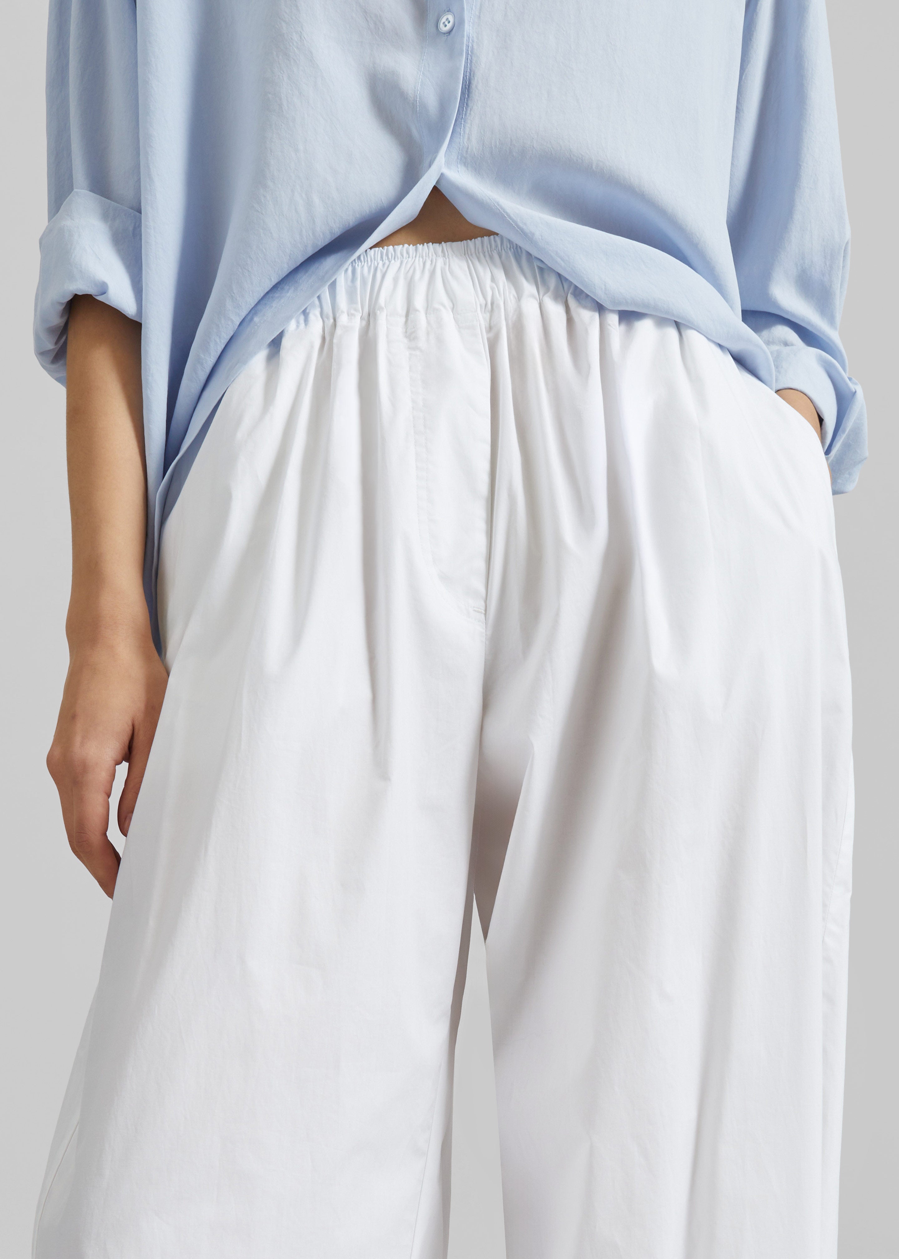 TheLatest Dora Poplin Trousers - White - 4