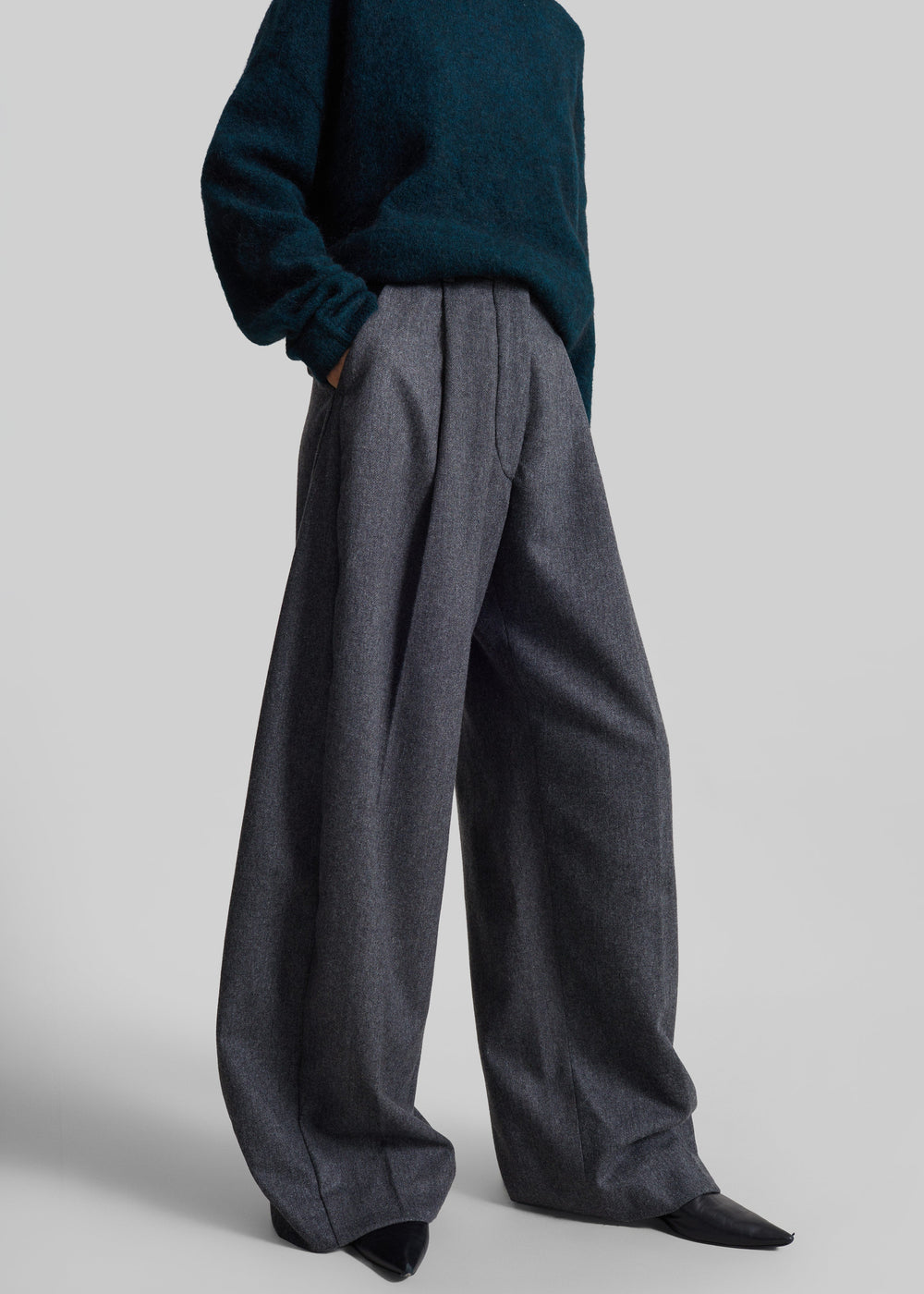 TheLatest pantalon Billie en laine - Gris foncé - 1