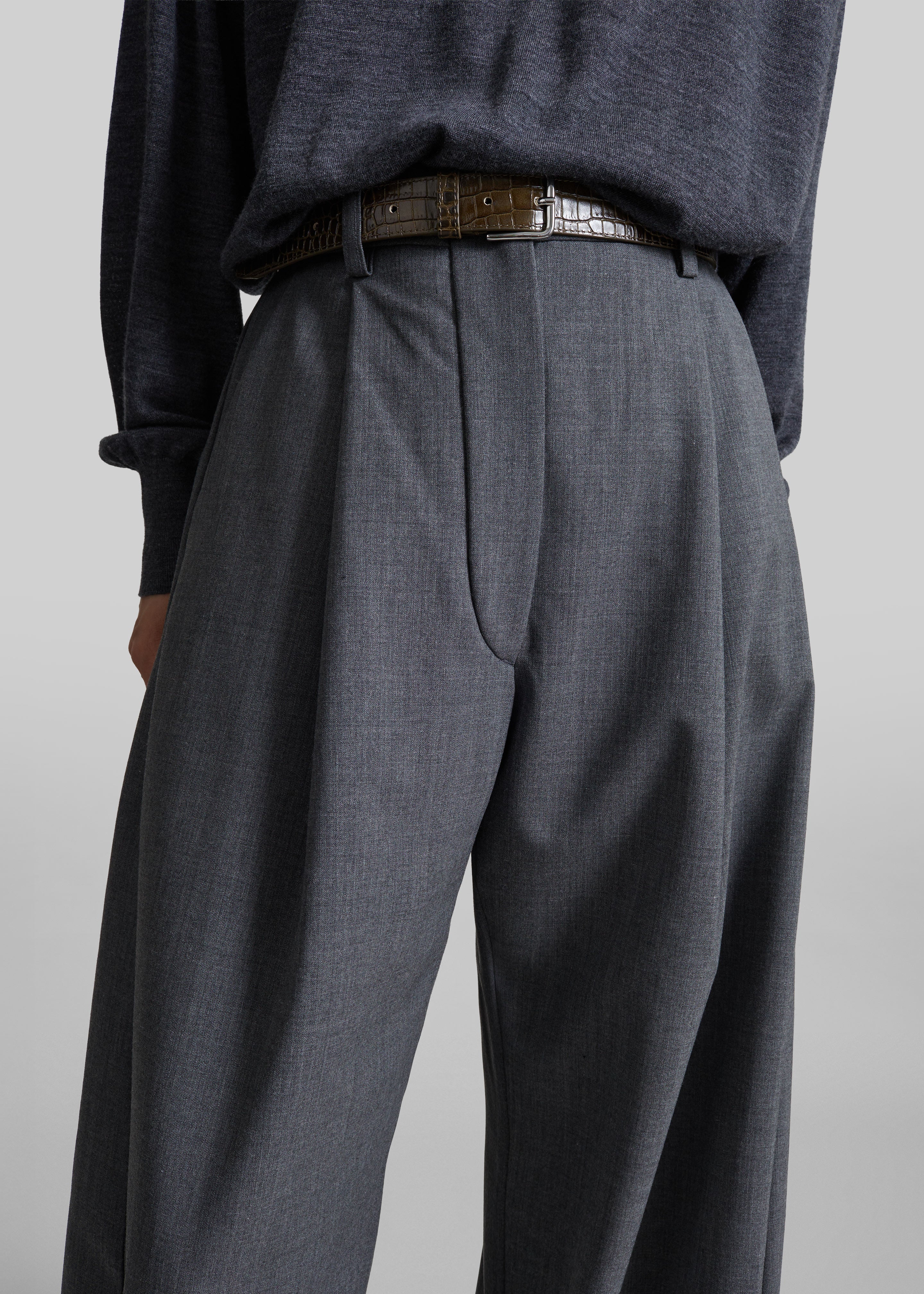 TheLatest Billie Wool Trousers - Grey Melange - 3
