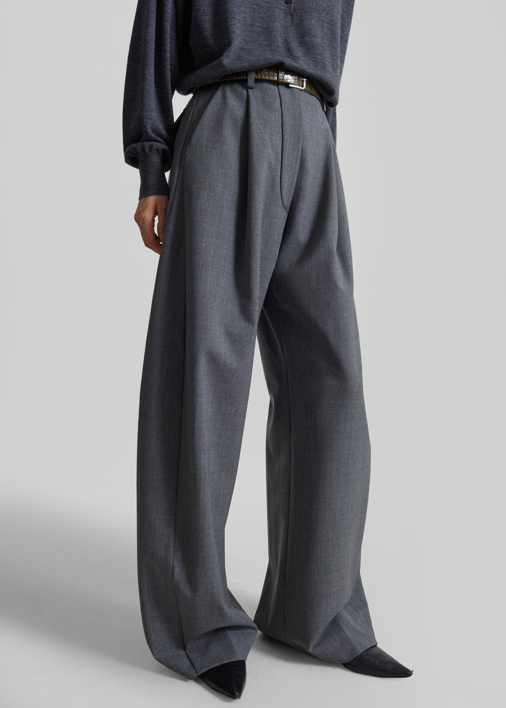 TheLatest Billie Wool Trousers - Grey Melange - 1