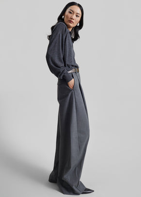 TheLatest Billie Wool Trousers - Grey Melange