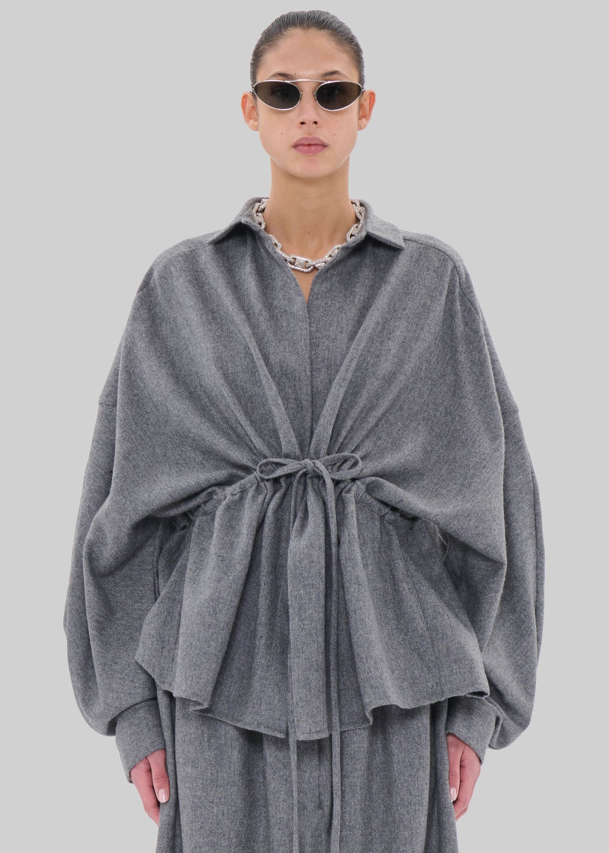 TheLatest Dalida Flannel Wool Shirt - Light Grey - 1