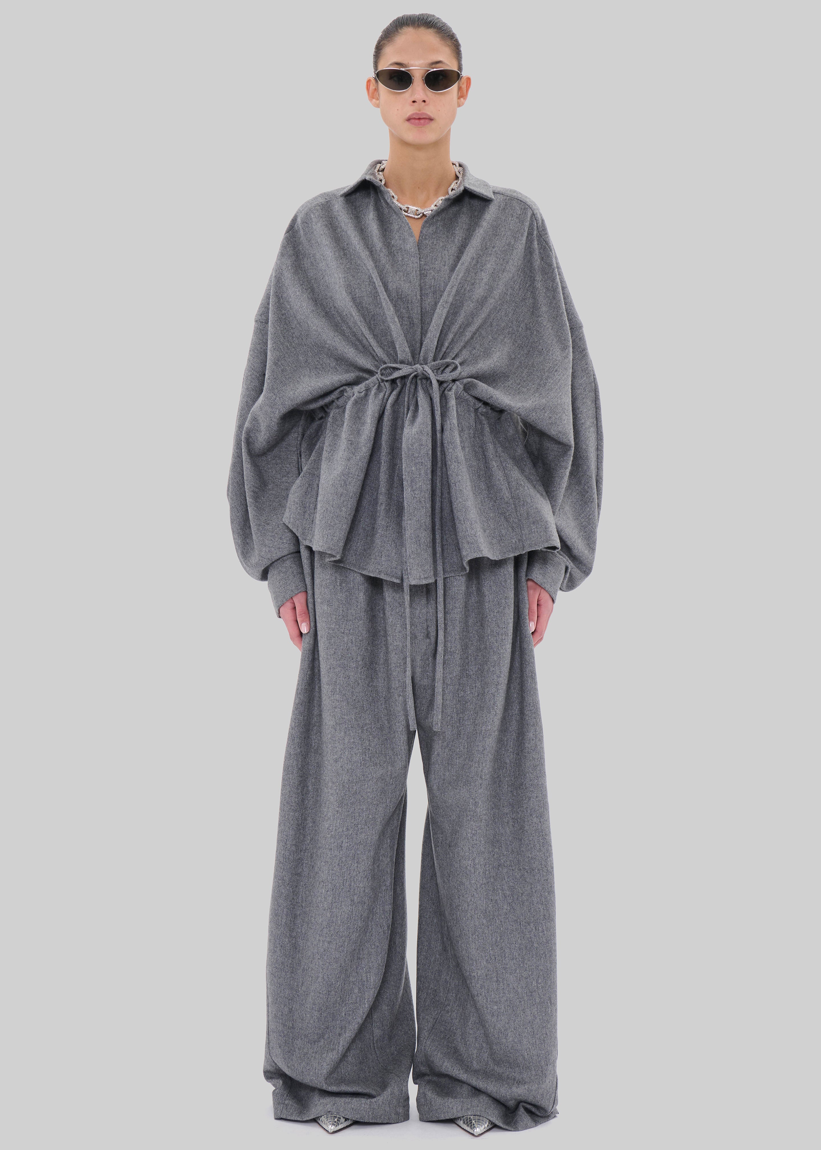 TheLatest Dalida Flannel Wool Shirt - Light Grey - 2