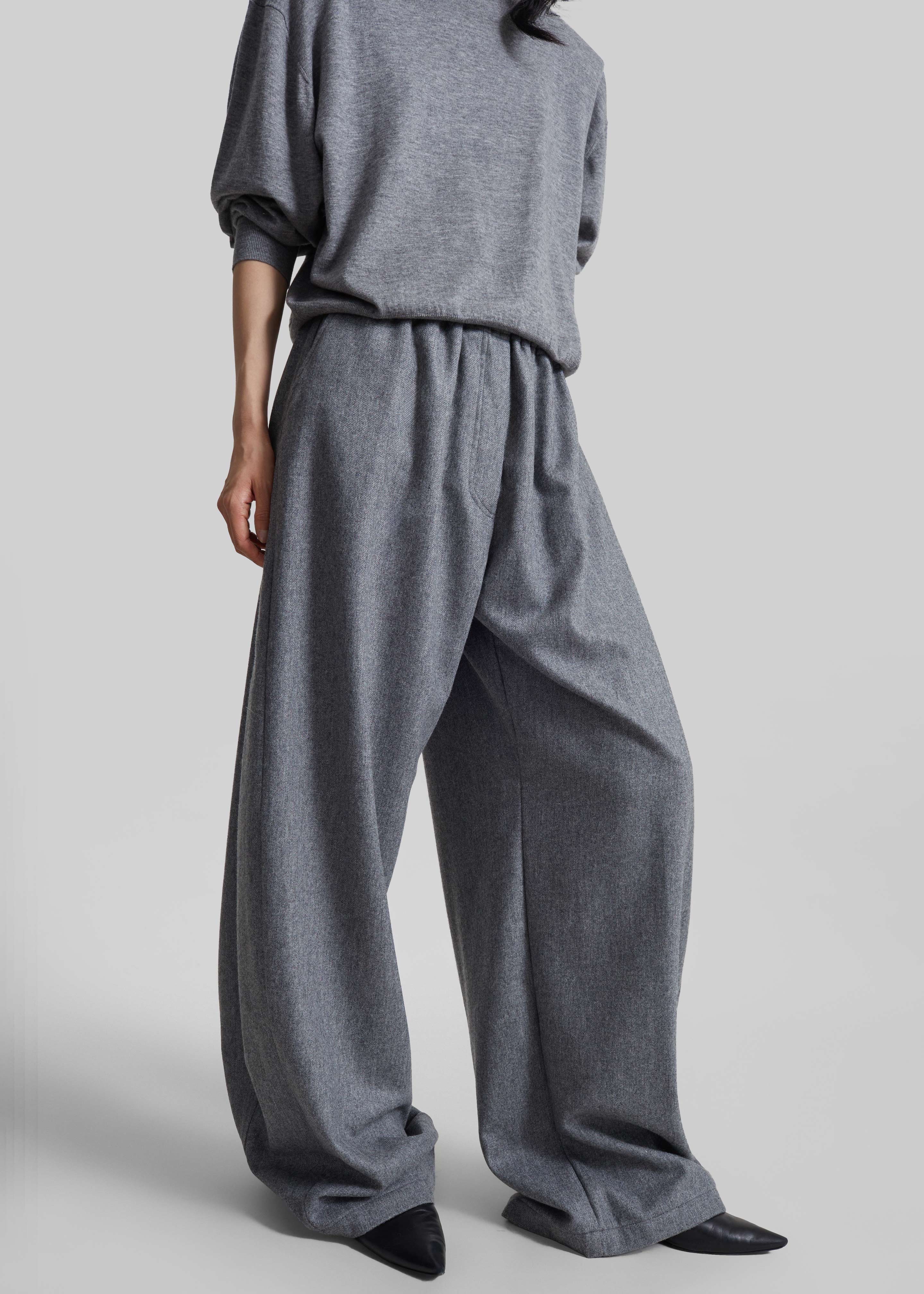 TheLatest Dora Flannel Wool Trousers - Light Grey - 2