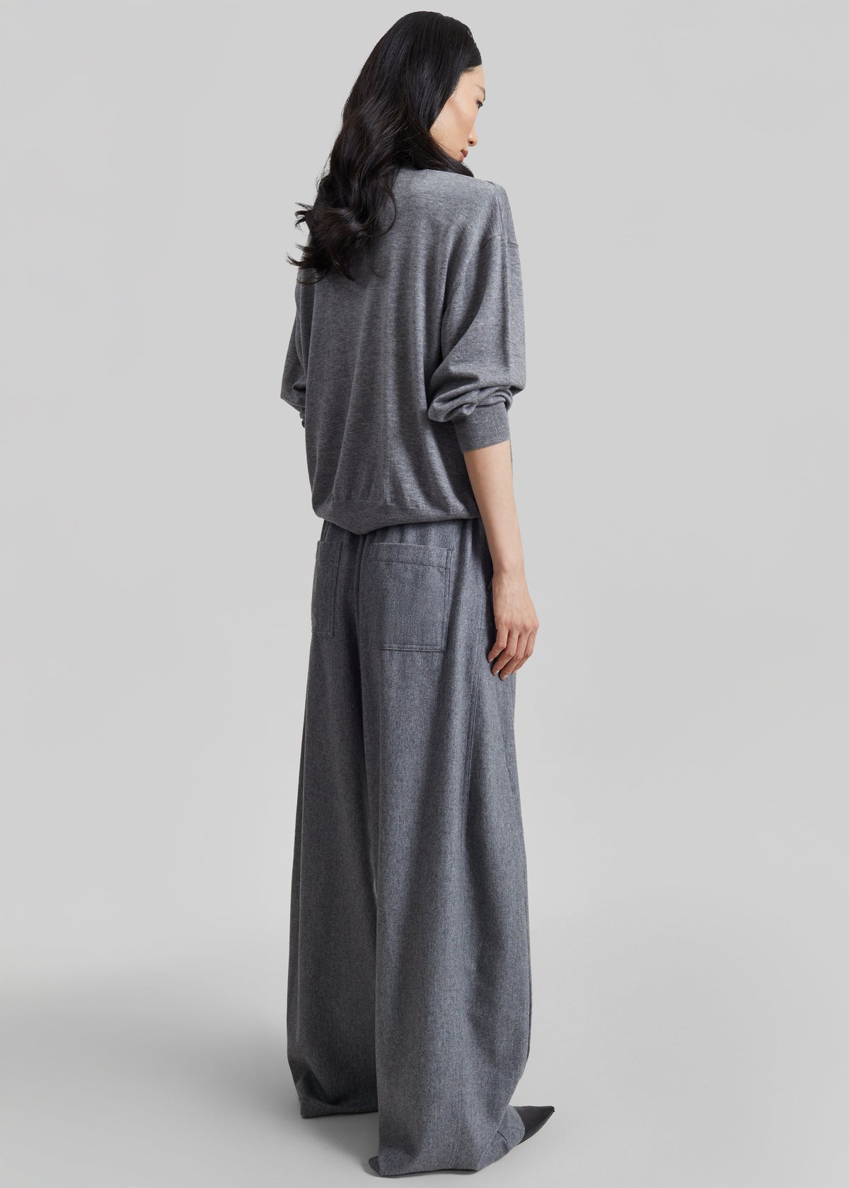 TheLatest Dora Flannel Wool Trousers - Light Grey - 6