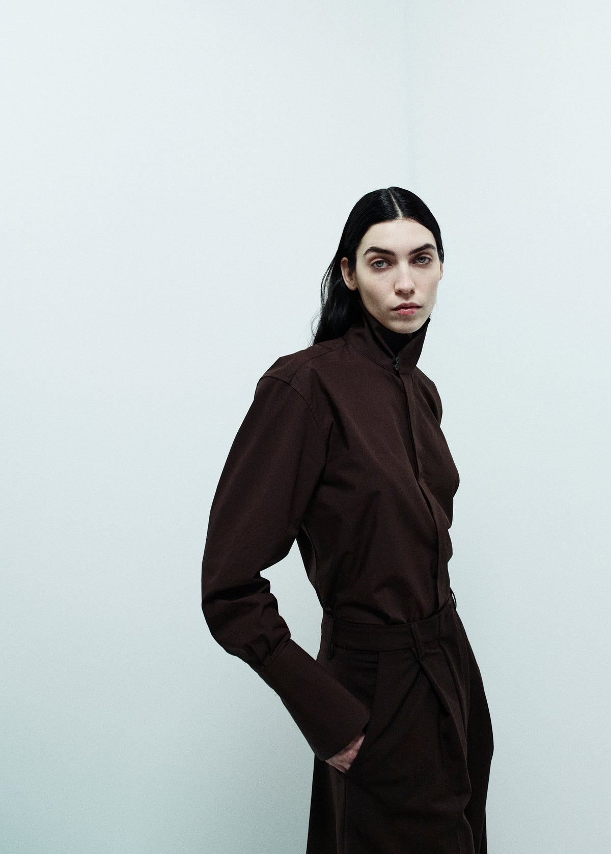 TheLatest camicia Edith in popeline - Marrone