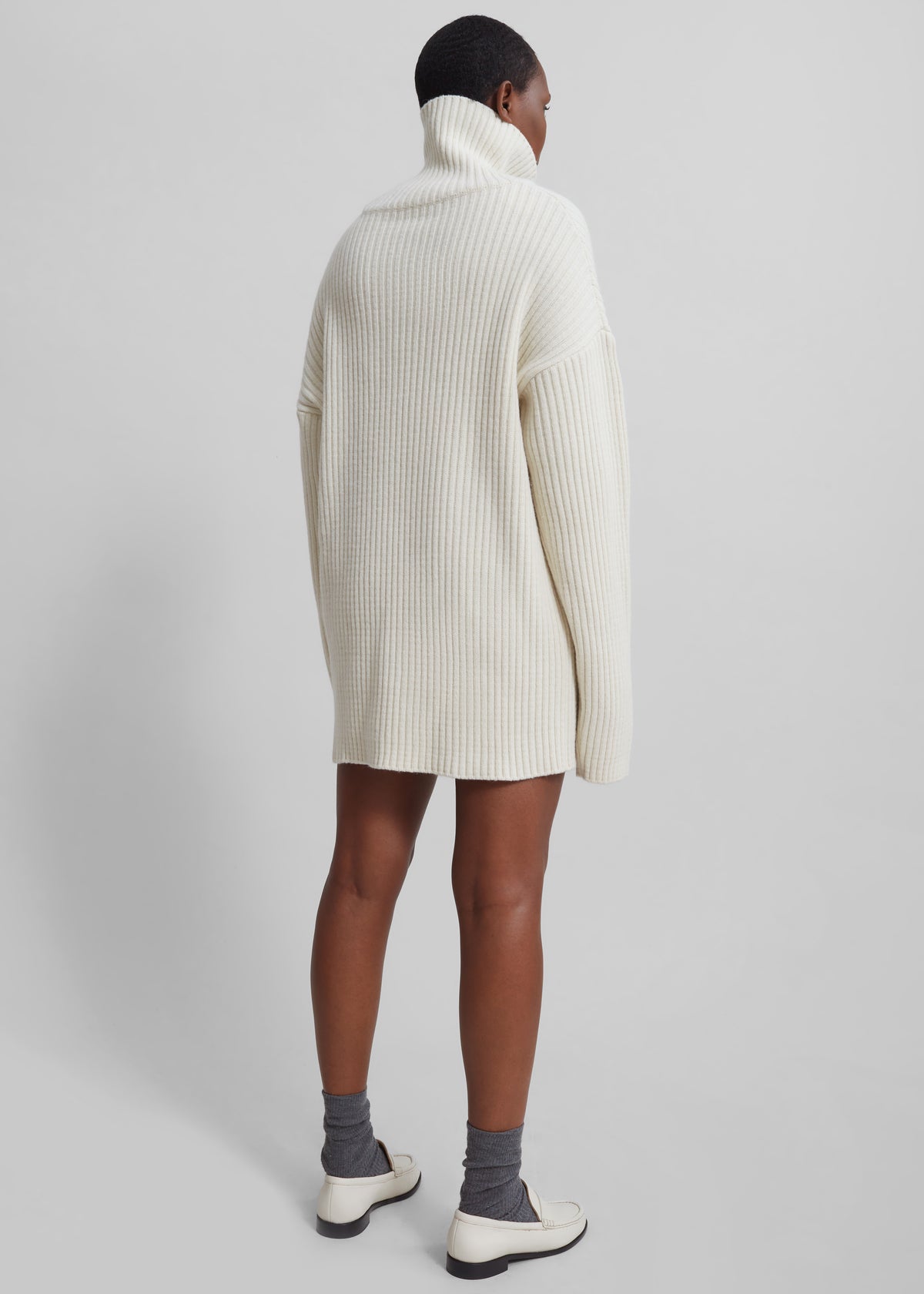 Thelma Ribbed Sweater Dress - Cream - 13