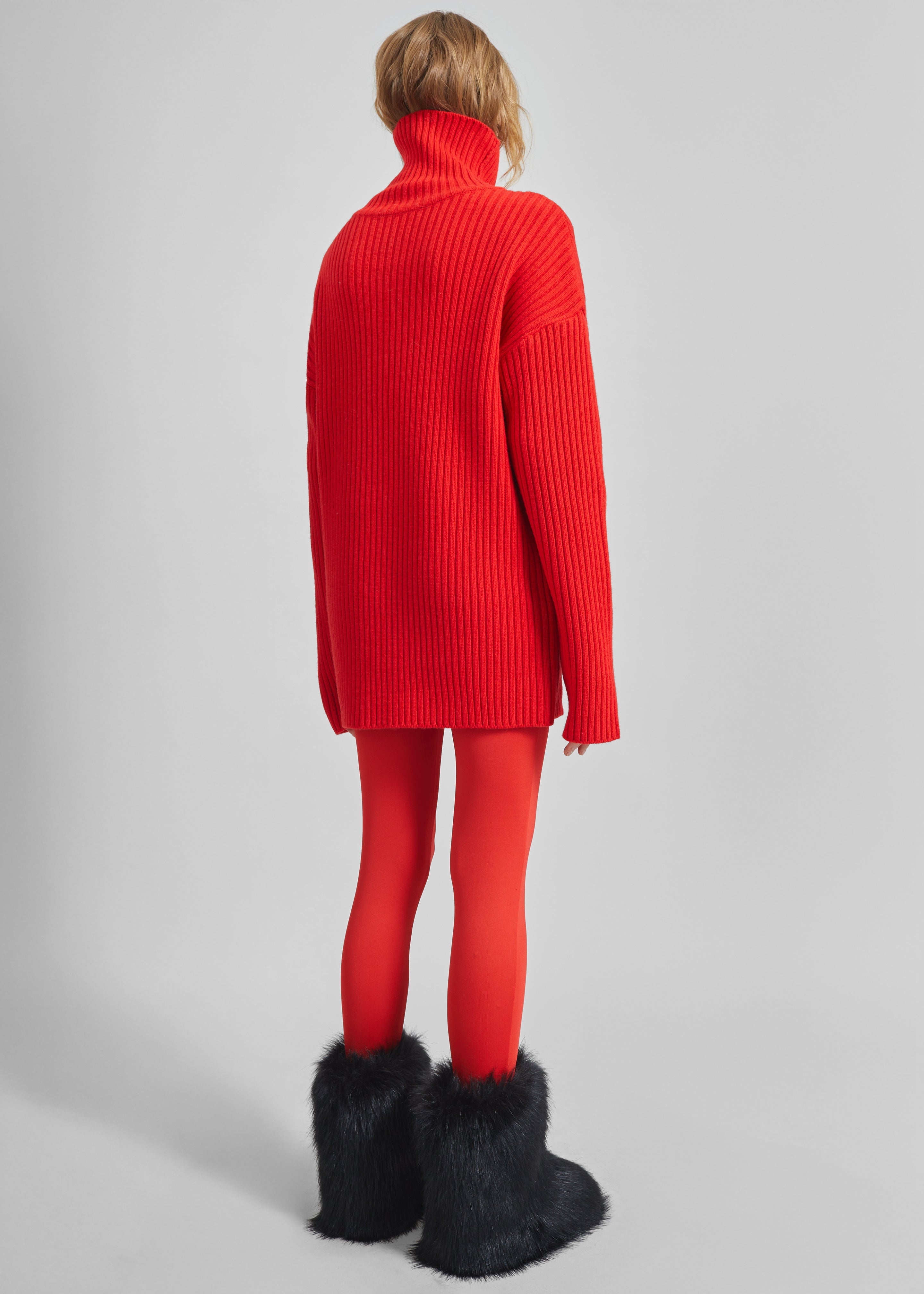 Thelma Ribbed Sweater Dress - Red - 7