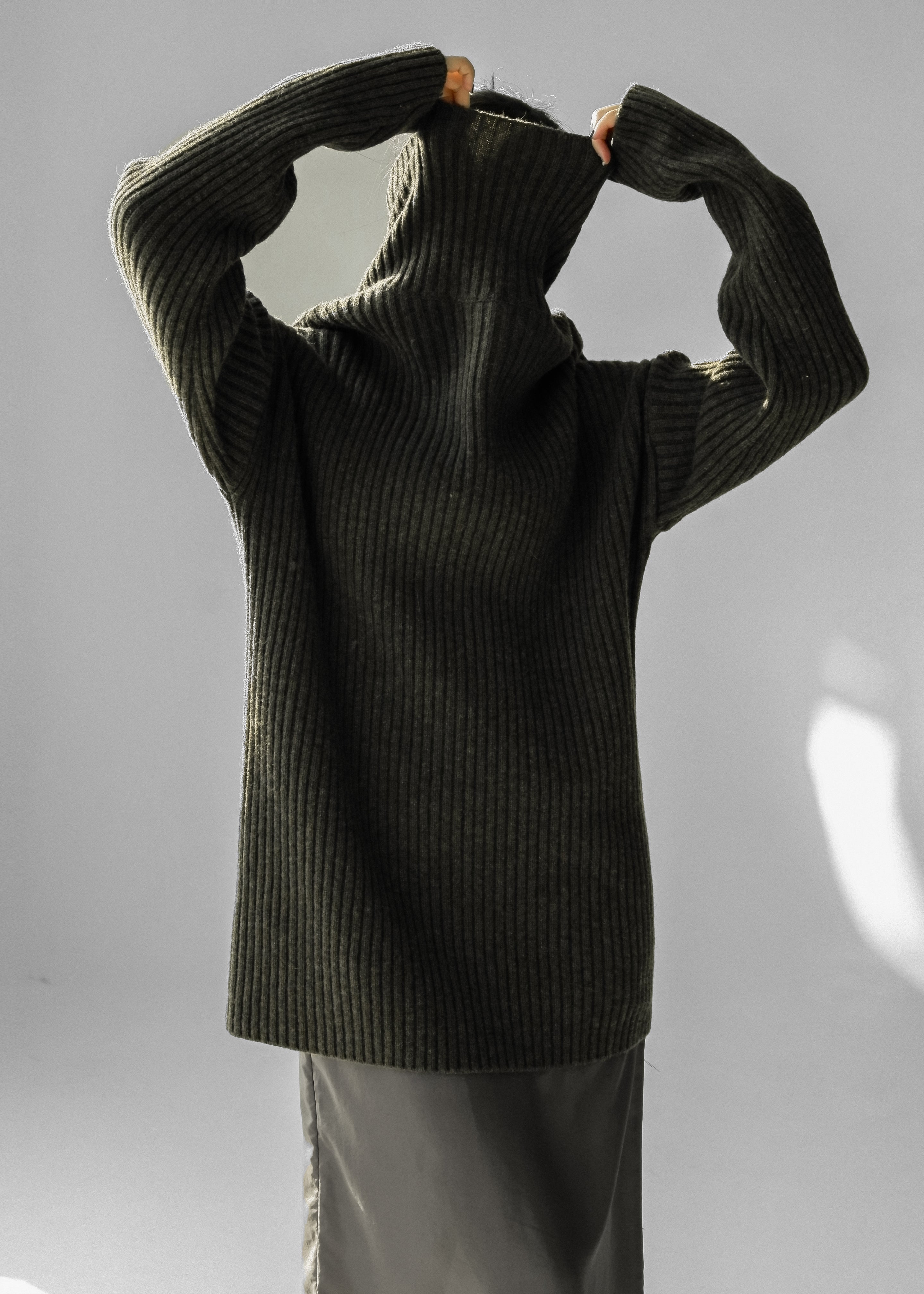 Thelma Ribbed Sweater Dress - Khaki - 14