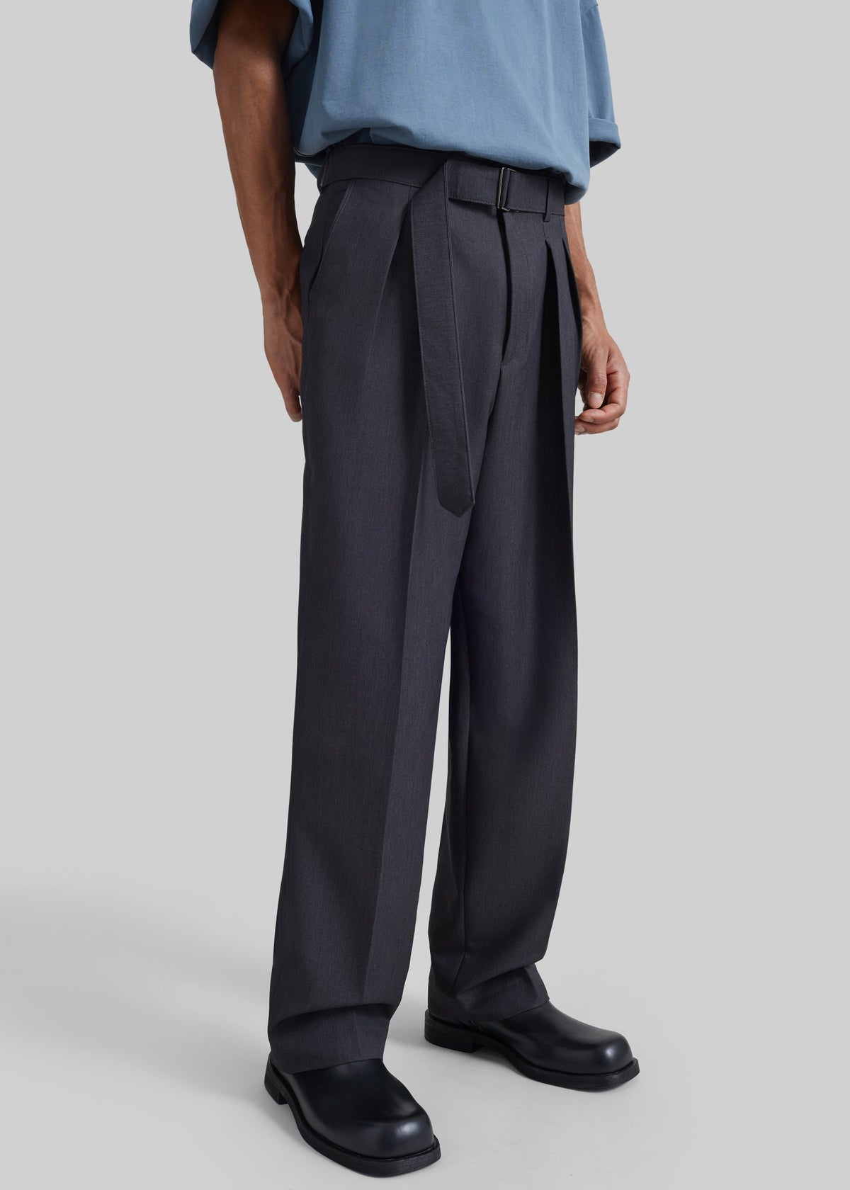 Theury Belted Trousers - Charcoal