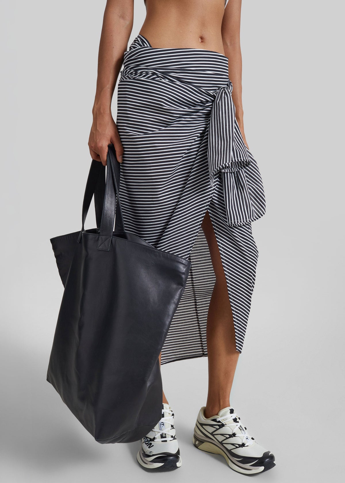 Thira Wrap Skirt - Black/White Stripe - 6