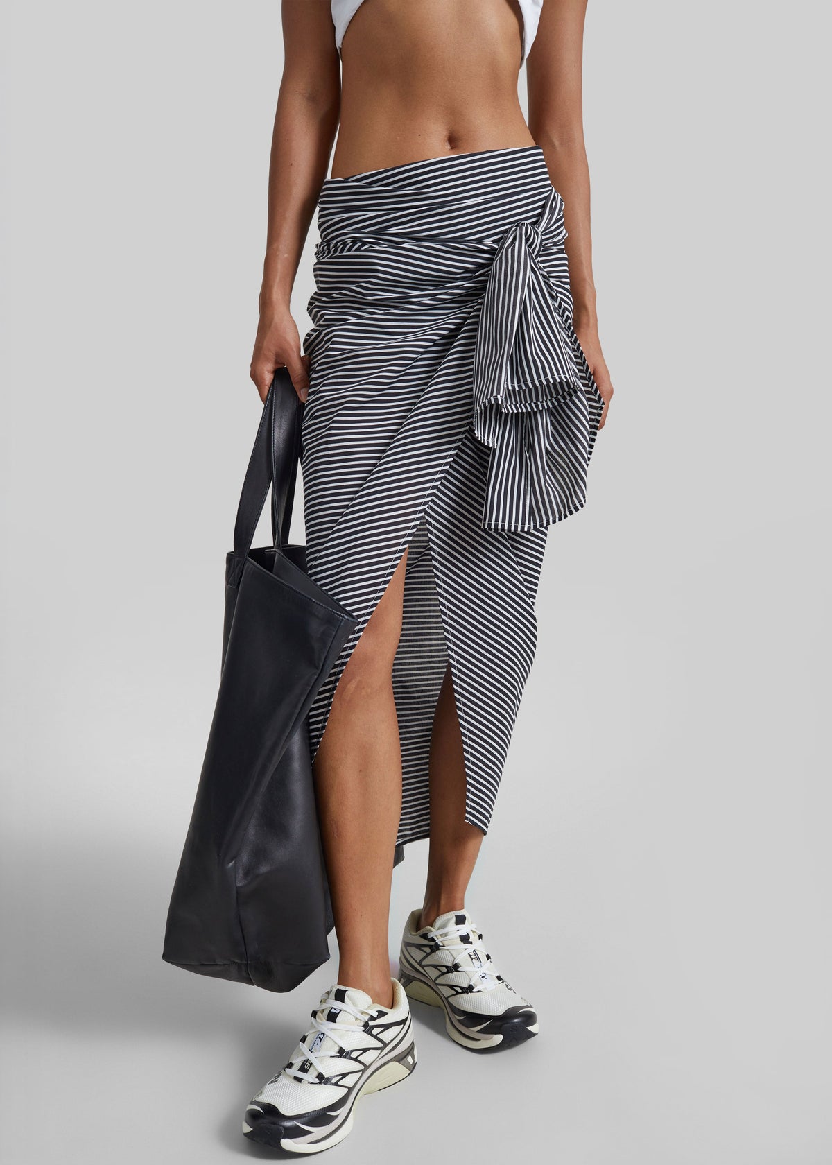 Thira Wrap Skirt - Black/White Stripe - 2