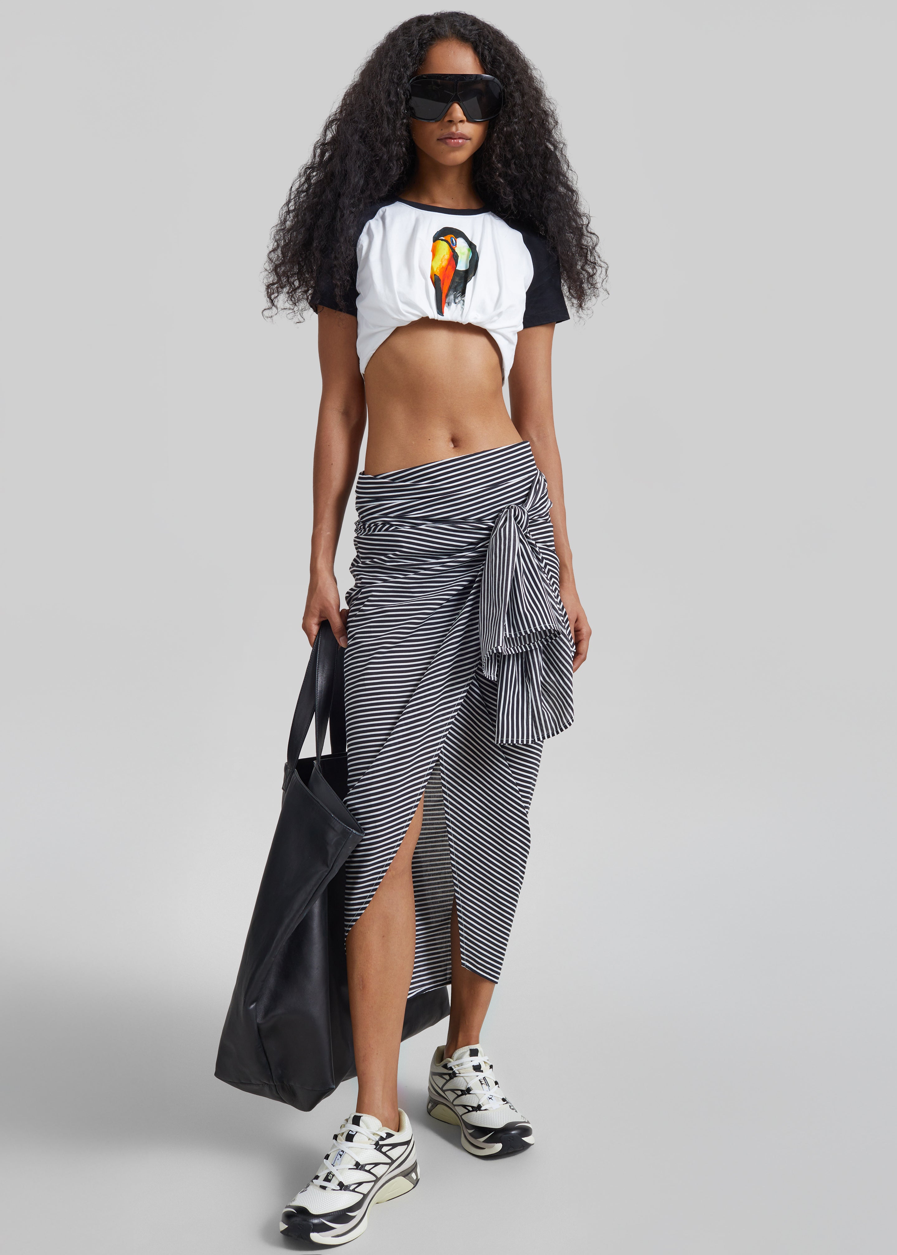 Thira Wrap Skirt - Black/White Stripe - 7