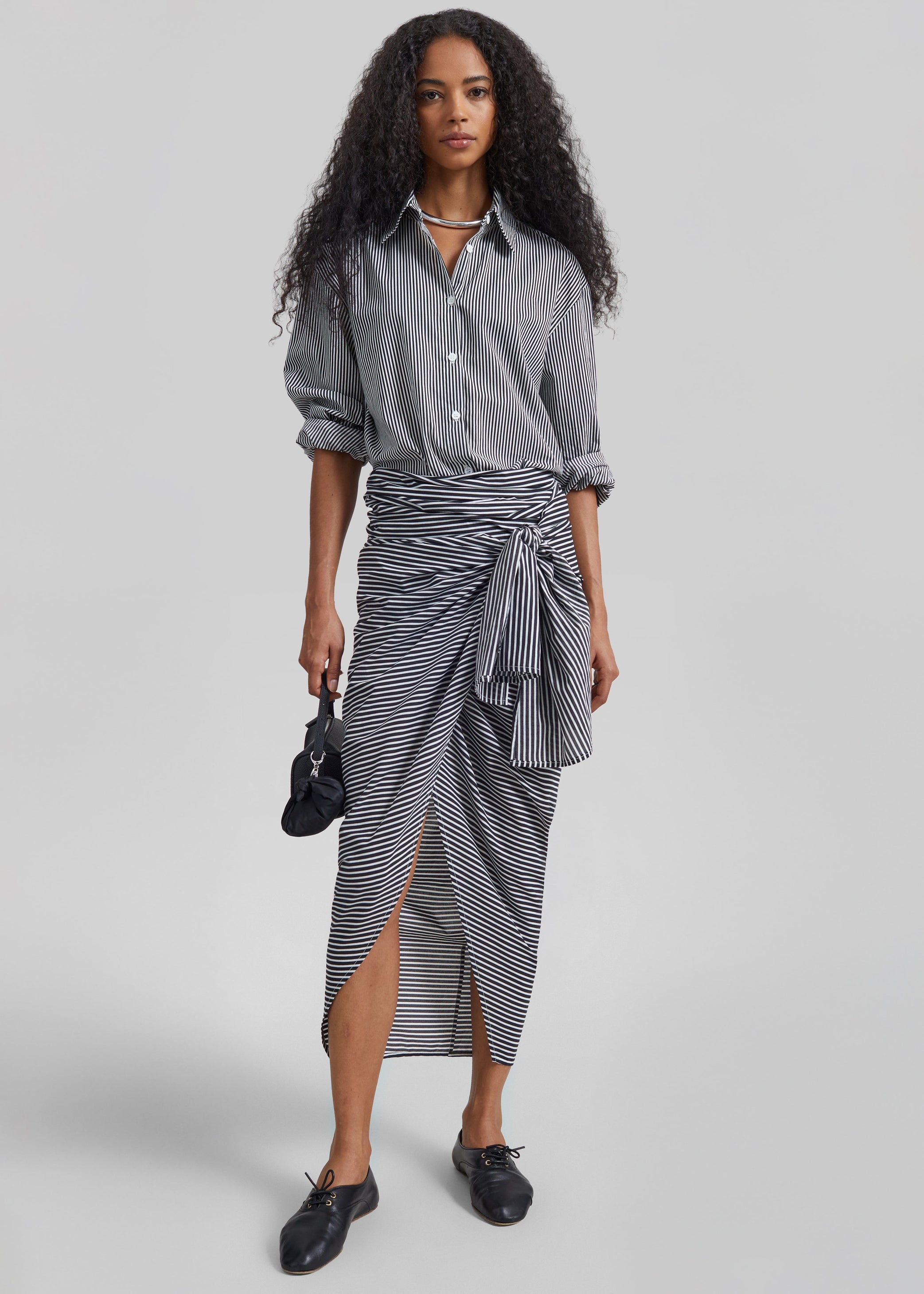 Shop the look image for Thira Wrap Skirt - Black/White Stripe