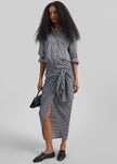 Thira Wrap Skirt - Black/White Stripe