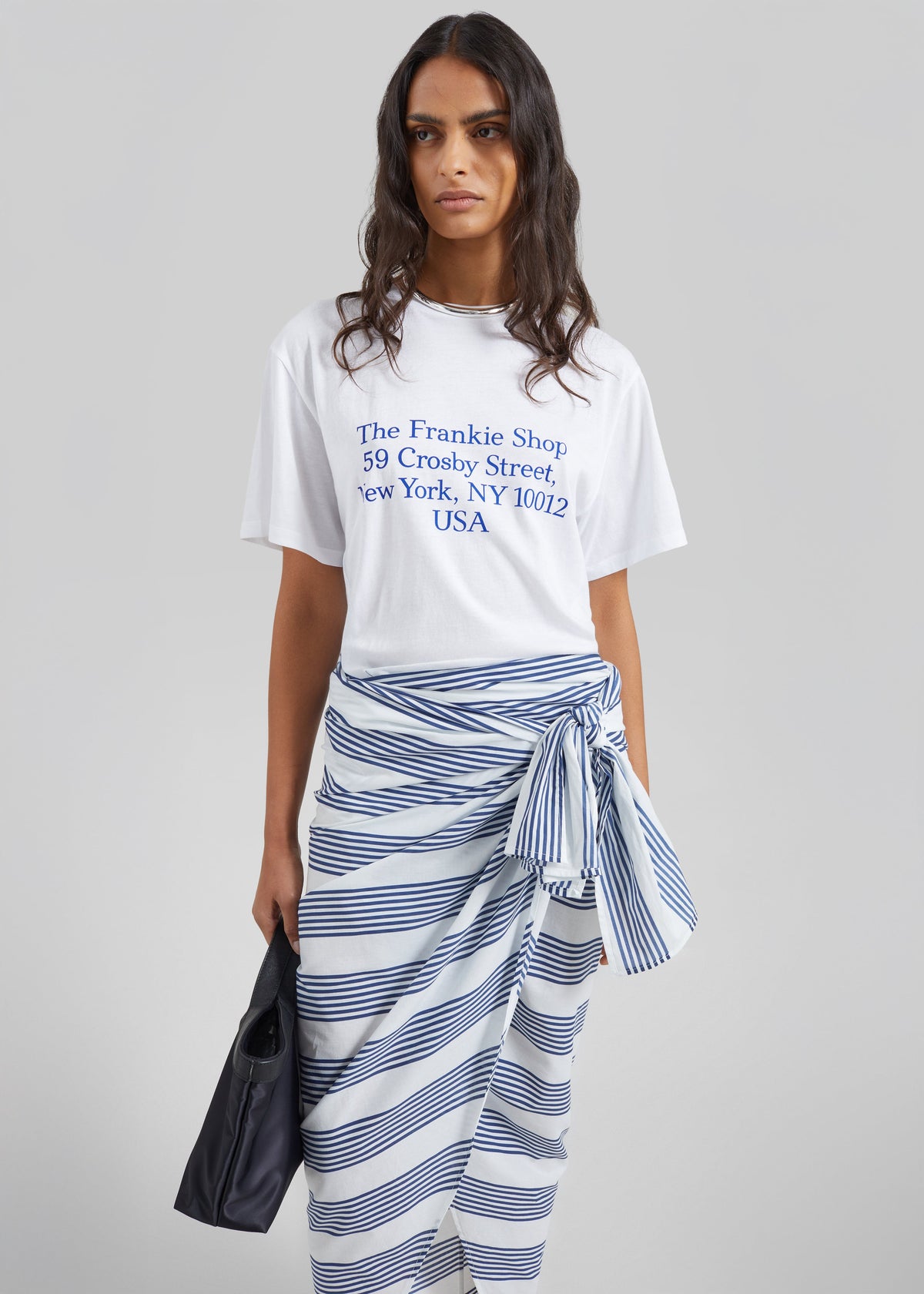 Thira Wrap Skirt - Navy/White Stripe - 3