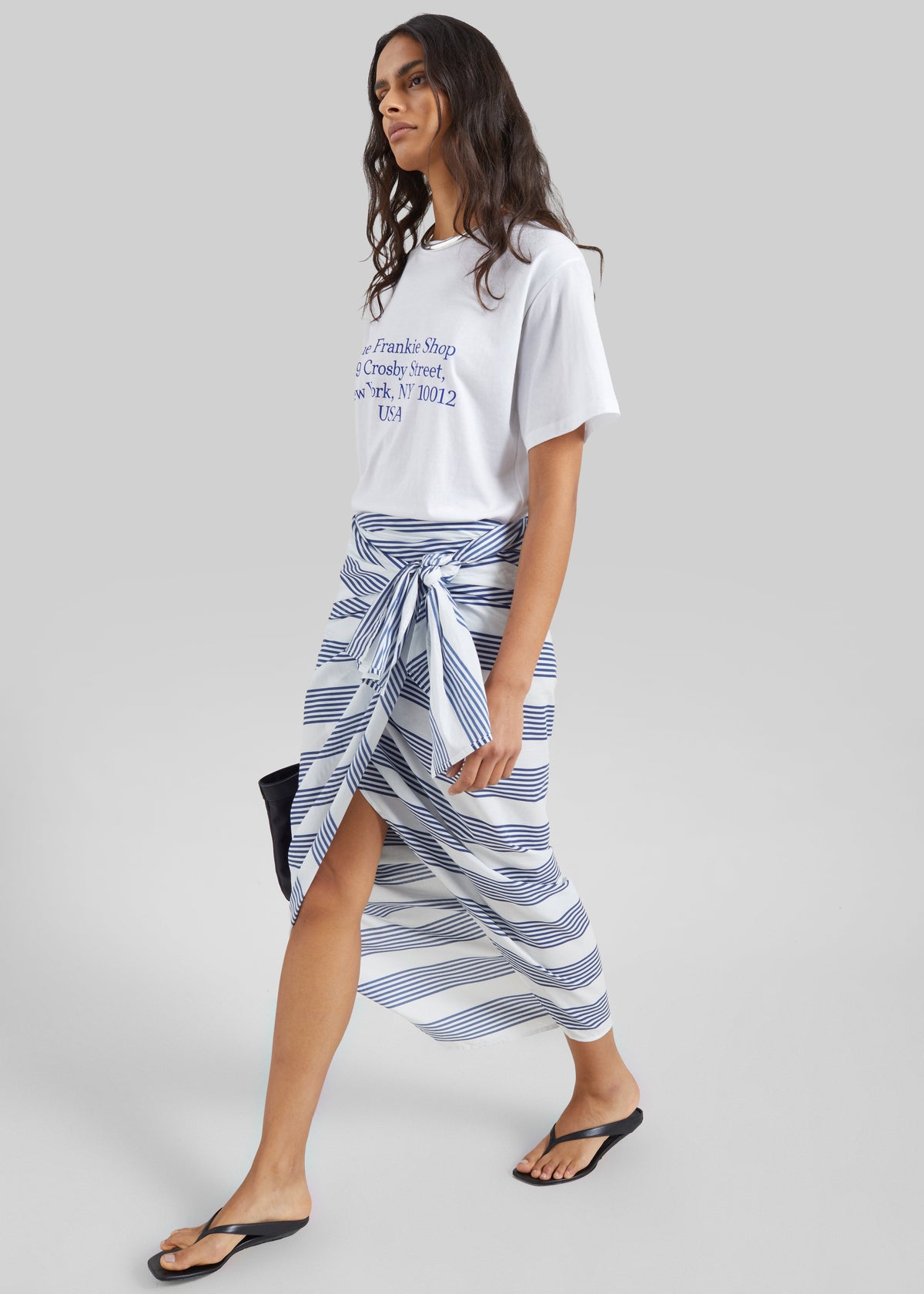 Thira Wrap Skirt - Navy/White Stripe - 1
