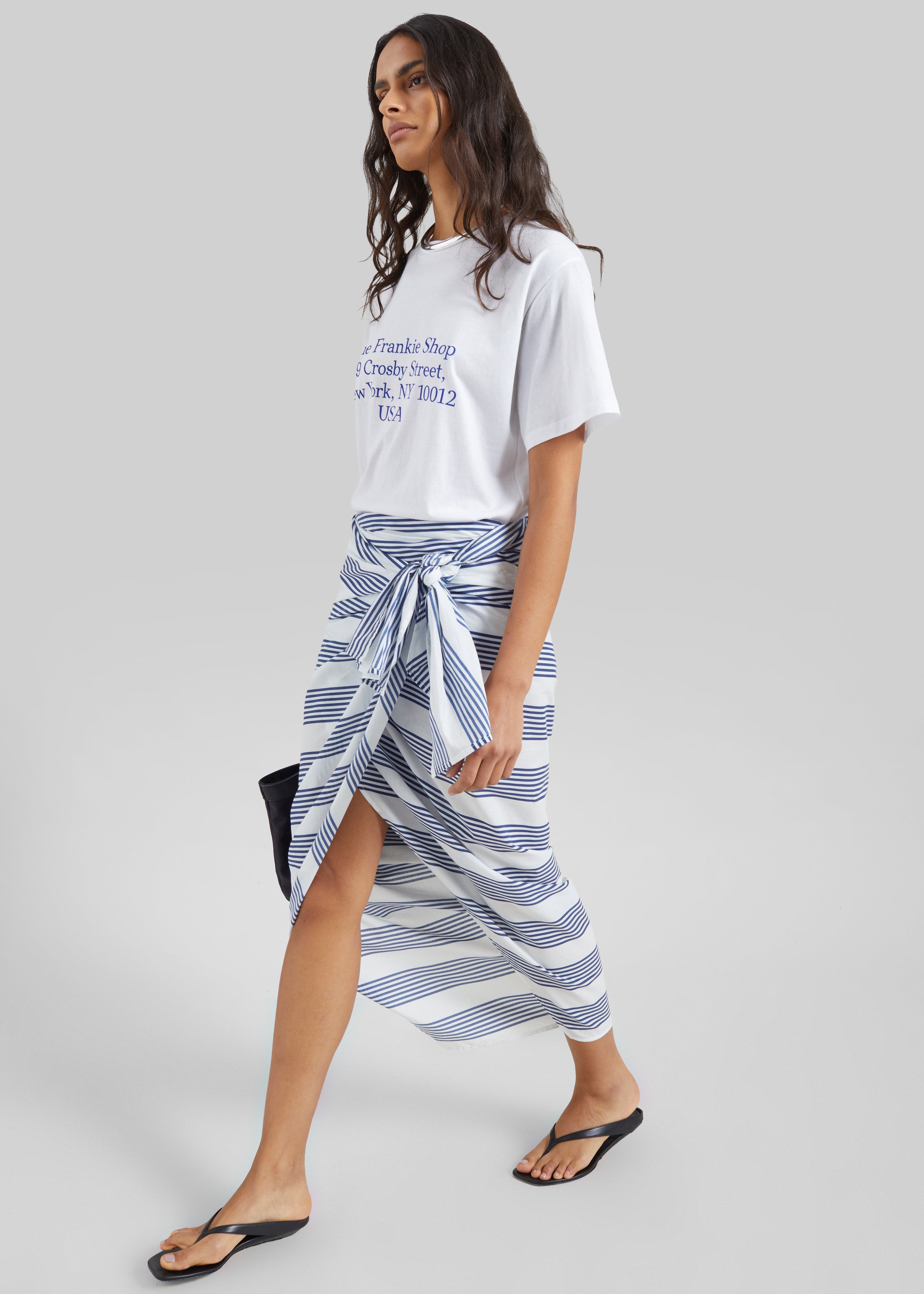 Thira Wrap Skirt - Navy/White Stripe - 1